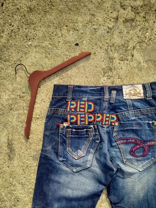 Japanese Brand RED PEPPER EMBROIDERY DENIM Size US 33 - 7 Thumbnail