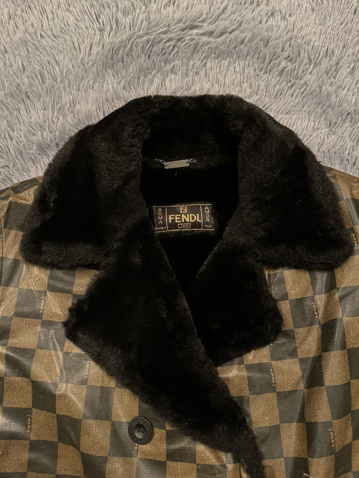 Fendi × Vintage Fendi vintage monogram multilogo fur coat Size L / US 10 / IT 46 - 8 Thumbnail