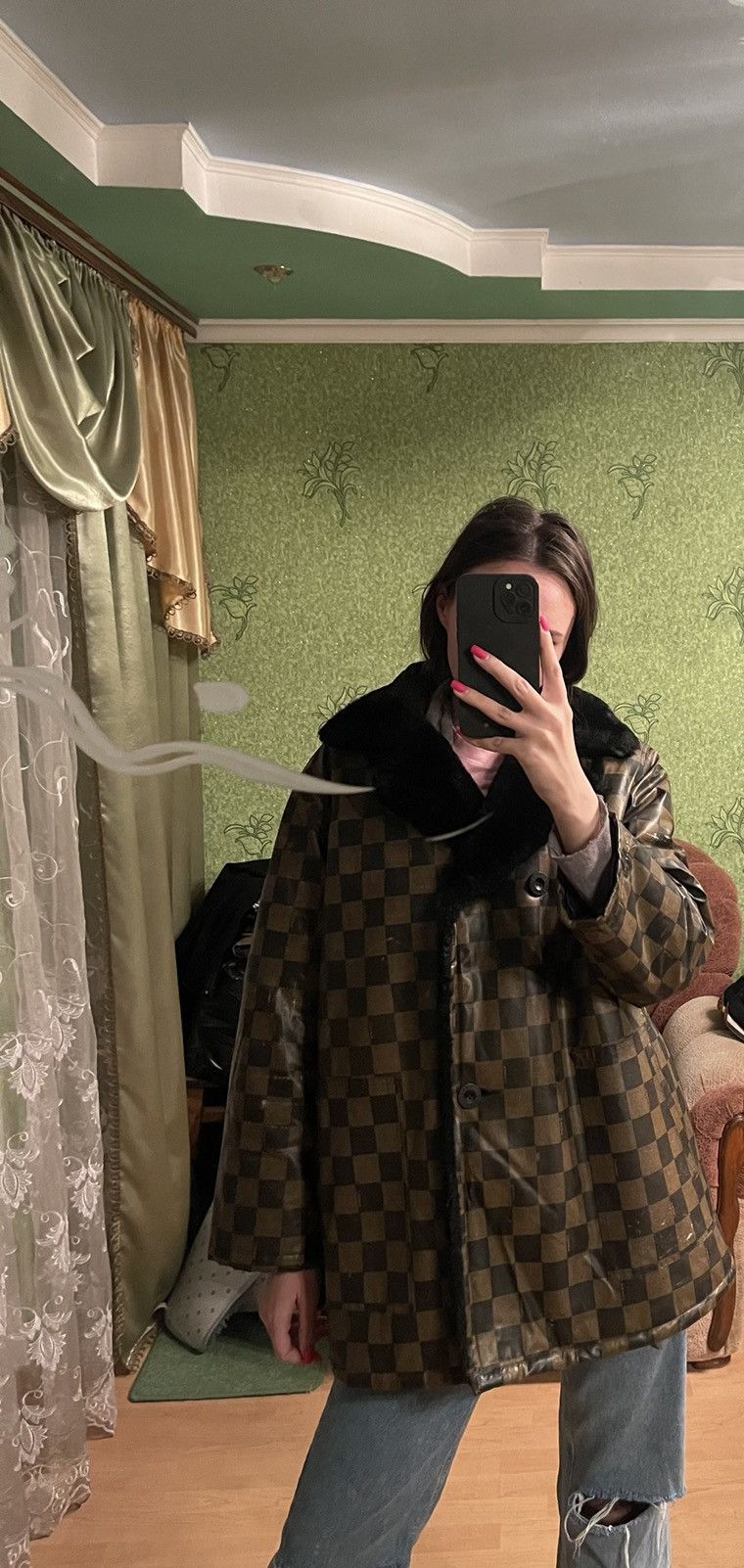 Fendi × Vintage Fendi vintage monogram multilogo fur coat Size L / US 10 / IT 46 - 2 Thumbnail