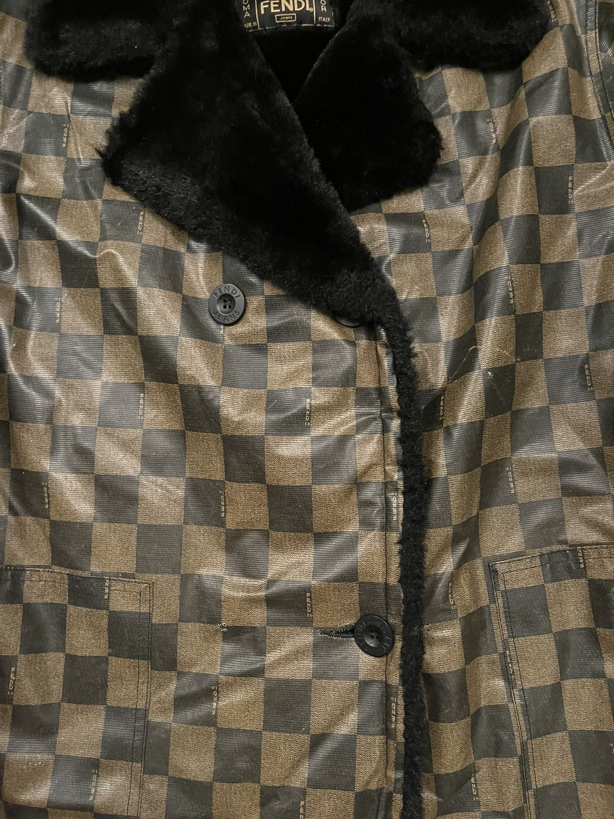 Fendi × Vintage Fendi vintage monogram multilogo fur coat Size L / US 10 / IT 46 - 4 Thumbnail