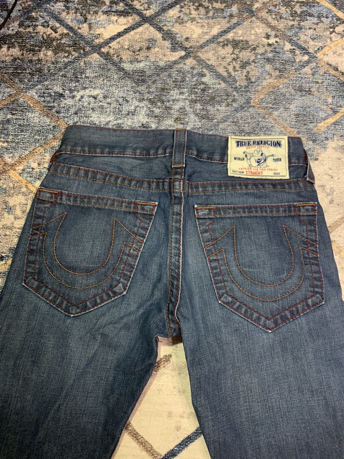 True Religion True Religion Jeans Blue Straight Red Stitches | Grailed