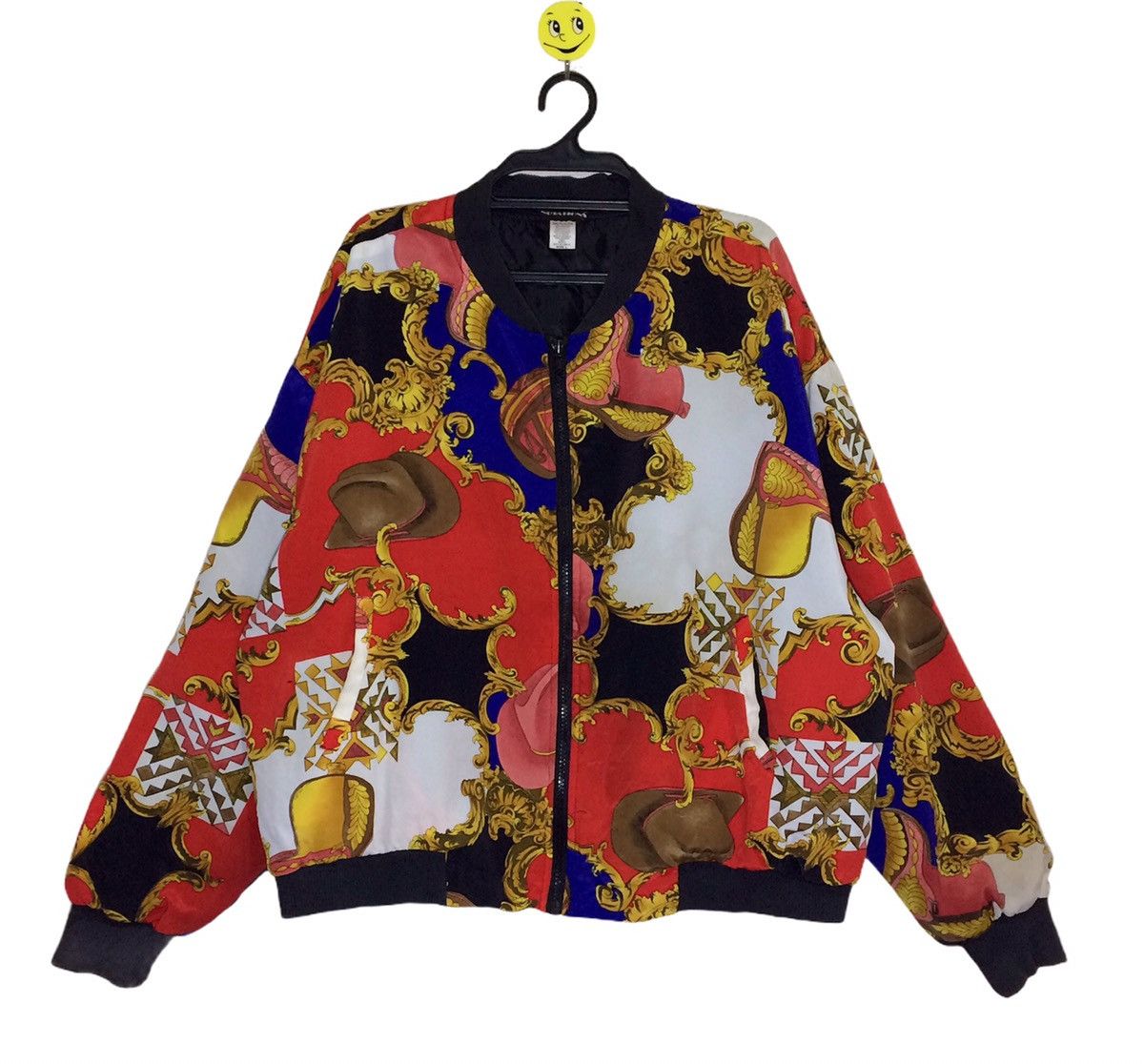 Vintage 70's Baroque Retro Silk Satin Notations Bomber Guetamala Size US L / EU 52-54 / 3 - 1 Thumbnail