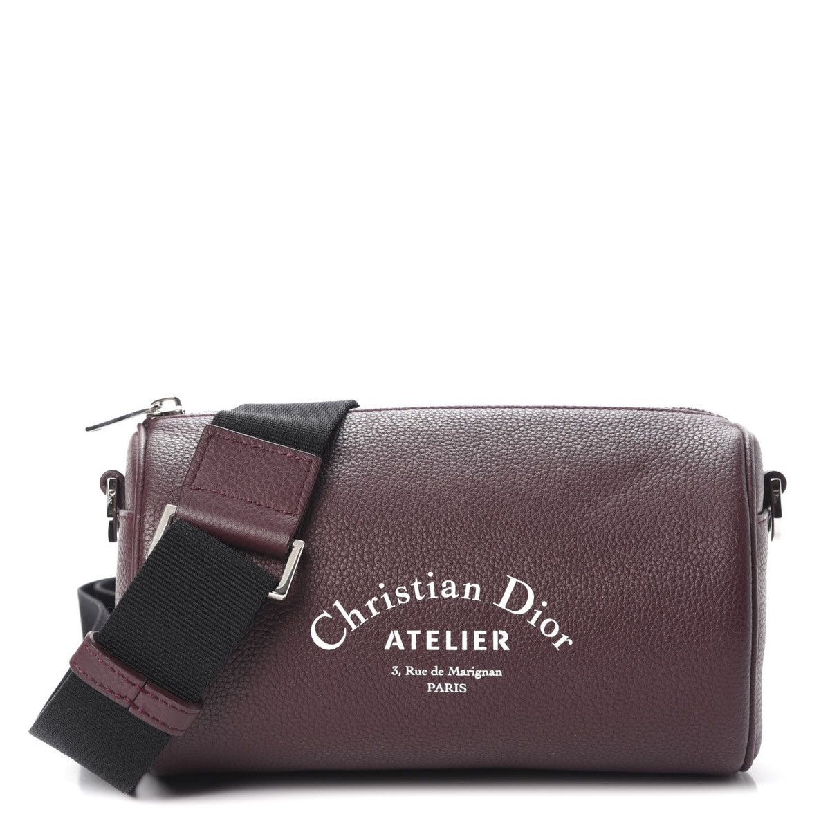 image of Christian Dior Atelier Burgundy Leather Roller Pouch, Men's