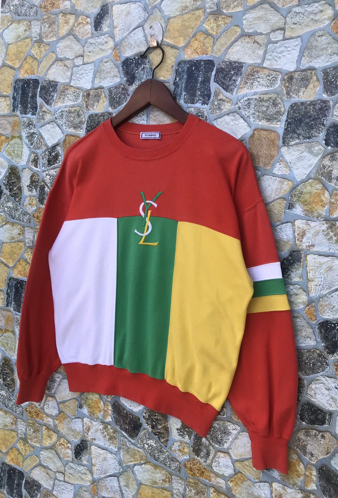 Yves Saint Laurent Yves Saint Laurent YSL Sweatshirt – 90s Colorblock Crewneck Size US M / EU 48-50 / 2 - 6 Thumbnail