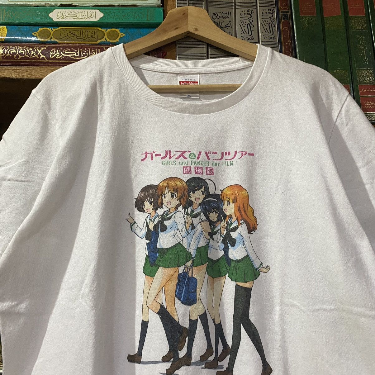 image of Anima x Vintage Girls Und Panzer Anime Manga Shirt in Black, Men's (Size Large)