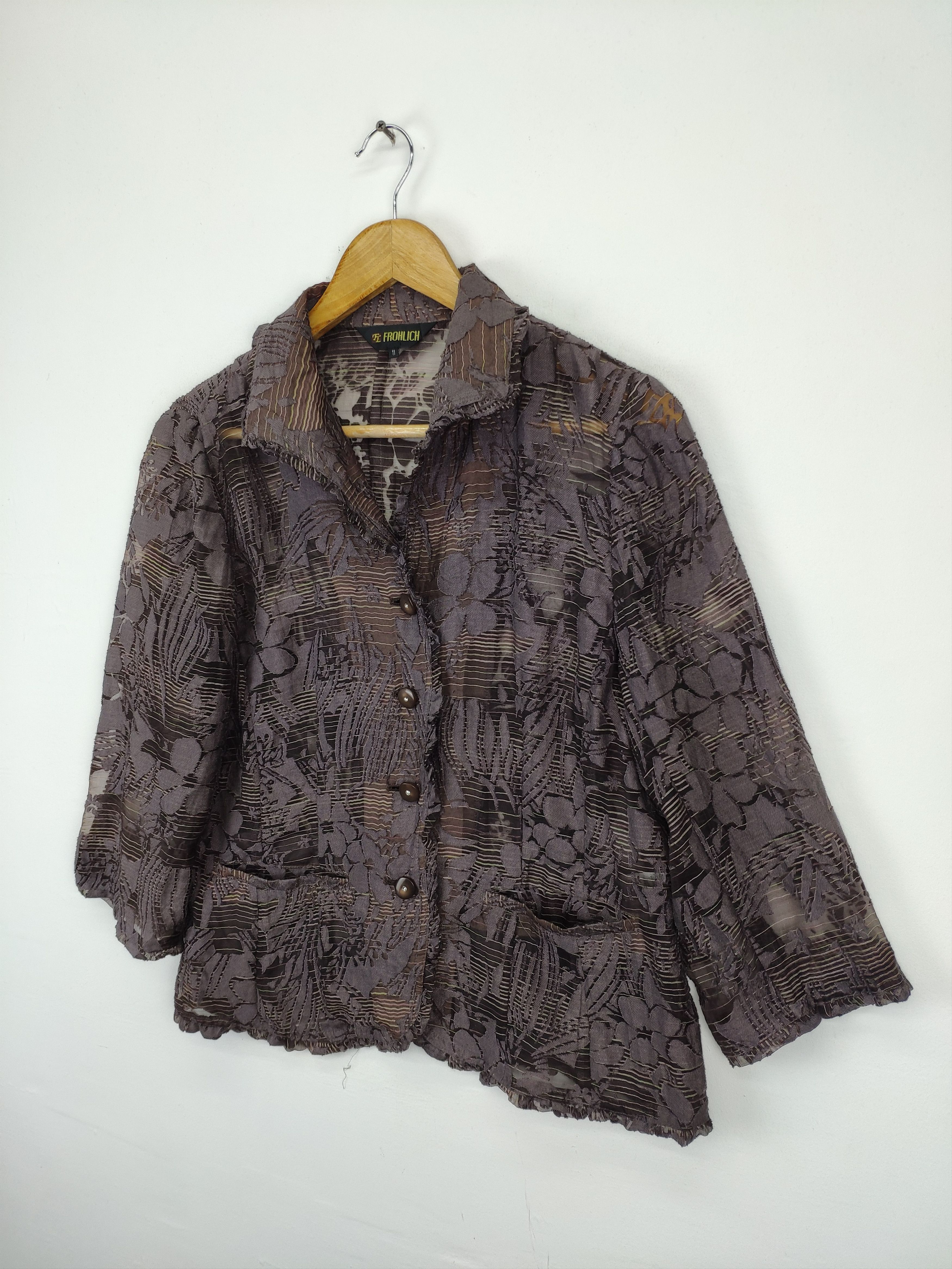 Designer × Japanese Brand Vintage Lace Shirt Transparent Button Up FROHLICH Size M / US 6-8 / IT 42-44 - 5 Thumbnail