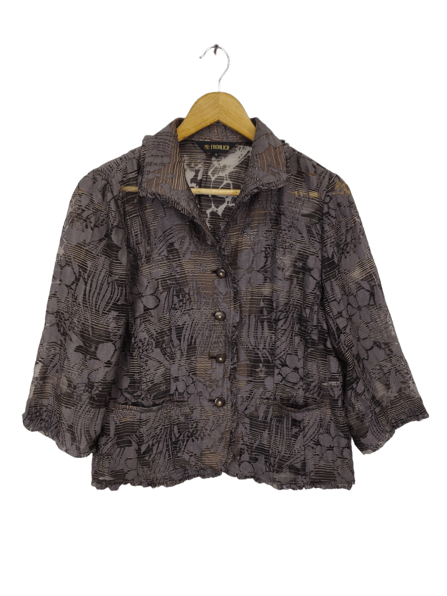 Designer × Japanese Brand Vintage Lace Shirt Transparent Button Up FROHLICH Size M / US 6-8 / IT 42-44 - 1 Thumbnail