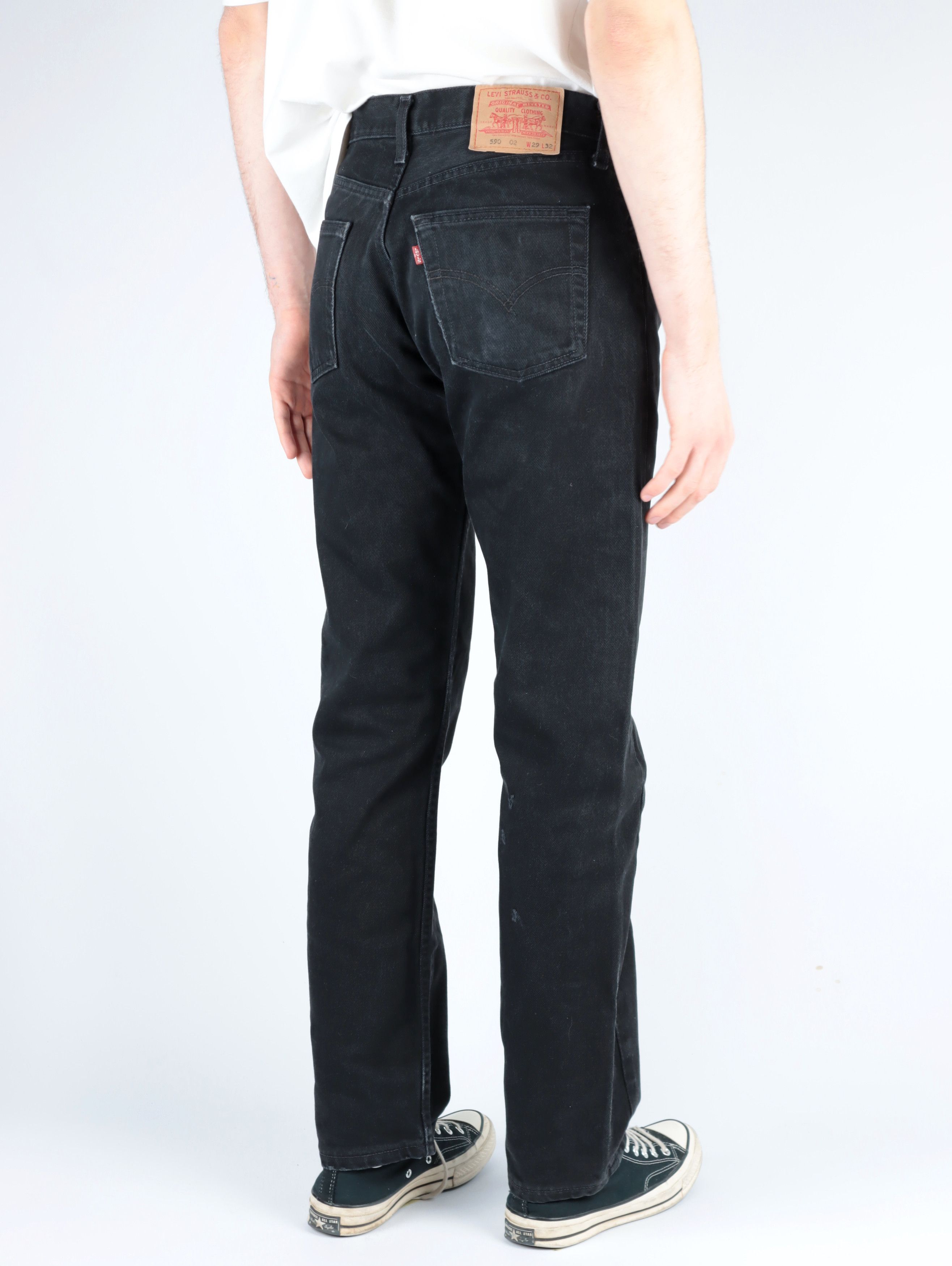 Levi s Levi s Vintage Clothing Vintage 90s Levis 590 02 Black Wash Denim Jeans 29 x 32 Grailed