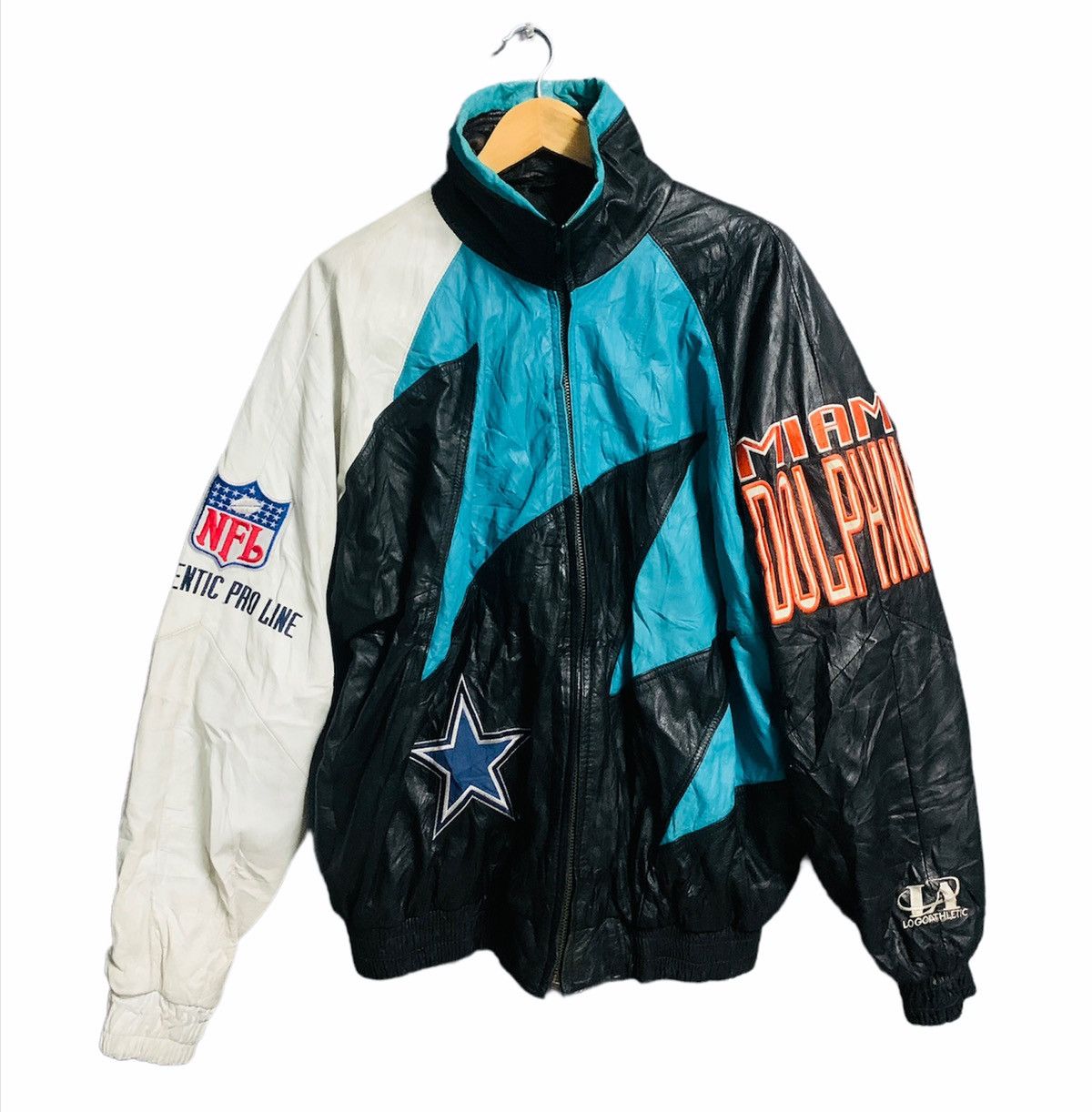 TB ~ VTG ~ Miami store Dolphins Genuine Leather NFL Coat