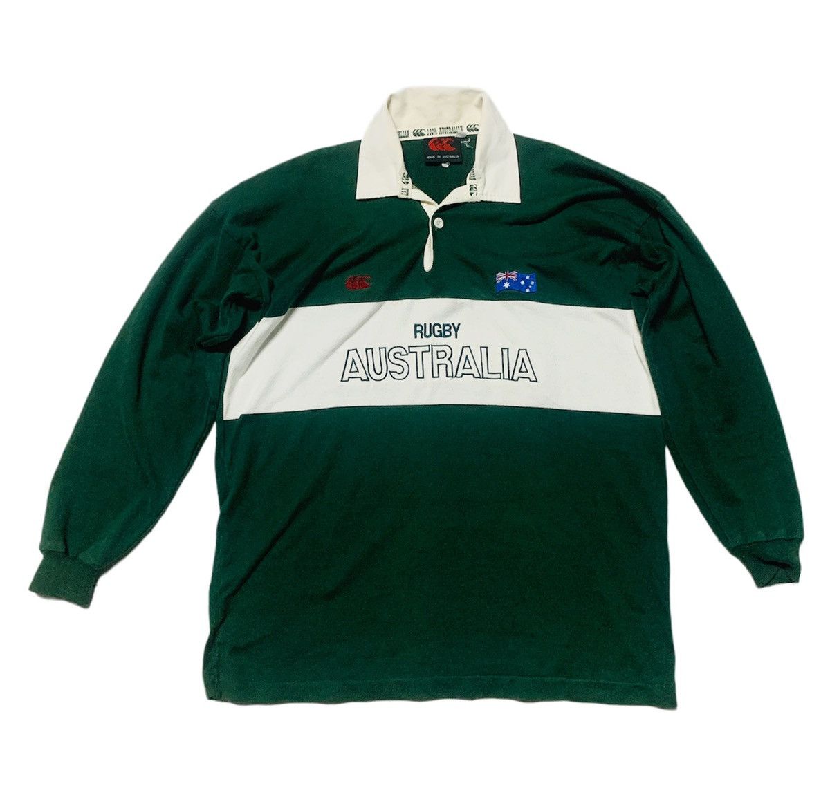 Canterbury of New Zealand × Sports Specialties × Vintage VINTAGE CANTERBURY RUGBY AUSTRALIA OLIVE GREEN POLO RUGBY Size US L / EU 52-54 / 3 - 1 Thumbnail