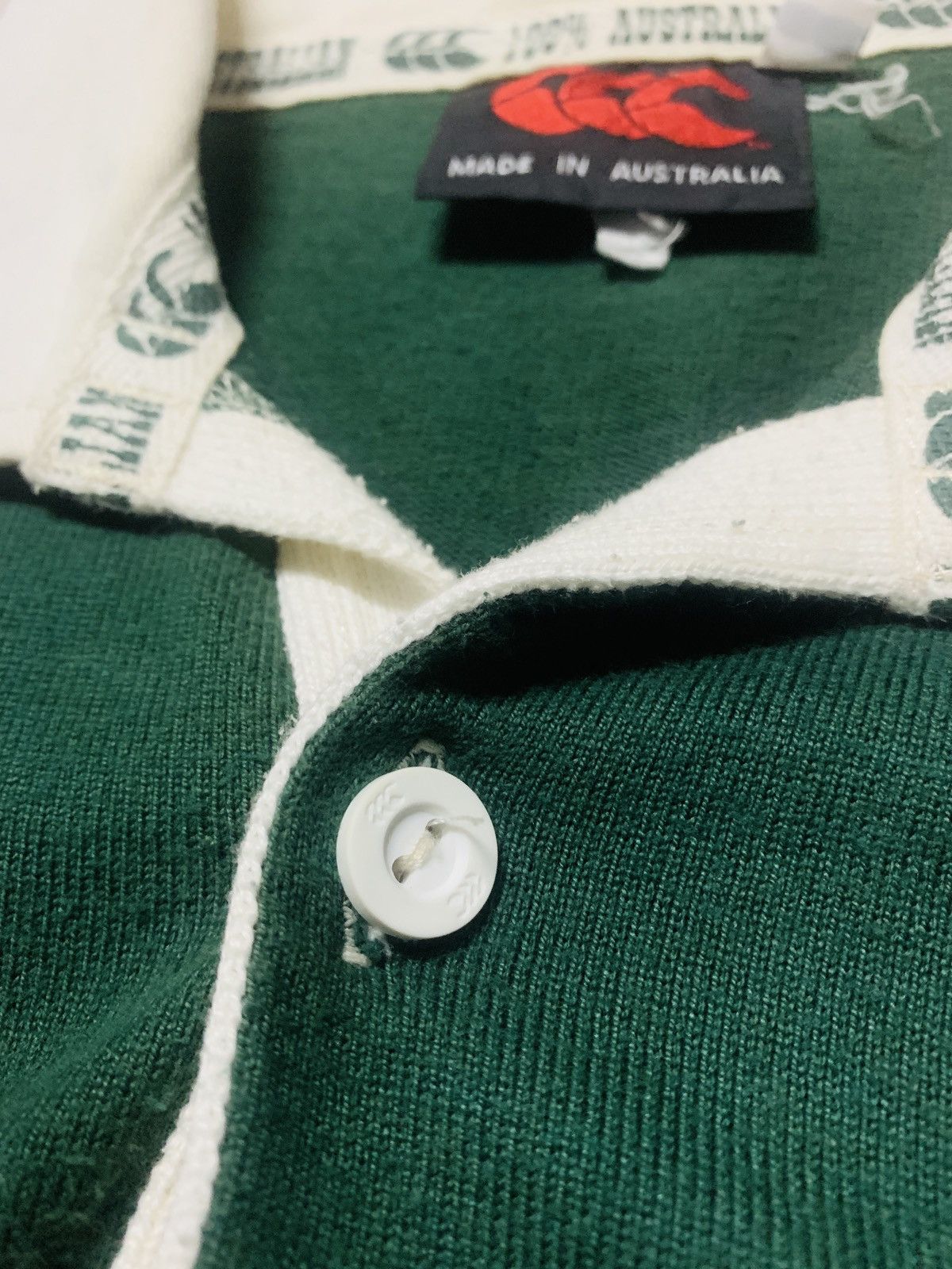 Canterbury of New Zealand × Sports Specialties × Vintage VINTAGE CANTERBURY RUGBY AUSTRALIA OLIVE GREEN POLO RUGBY Size US L / EU 52-54 / 3 - 5 Thumbnail