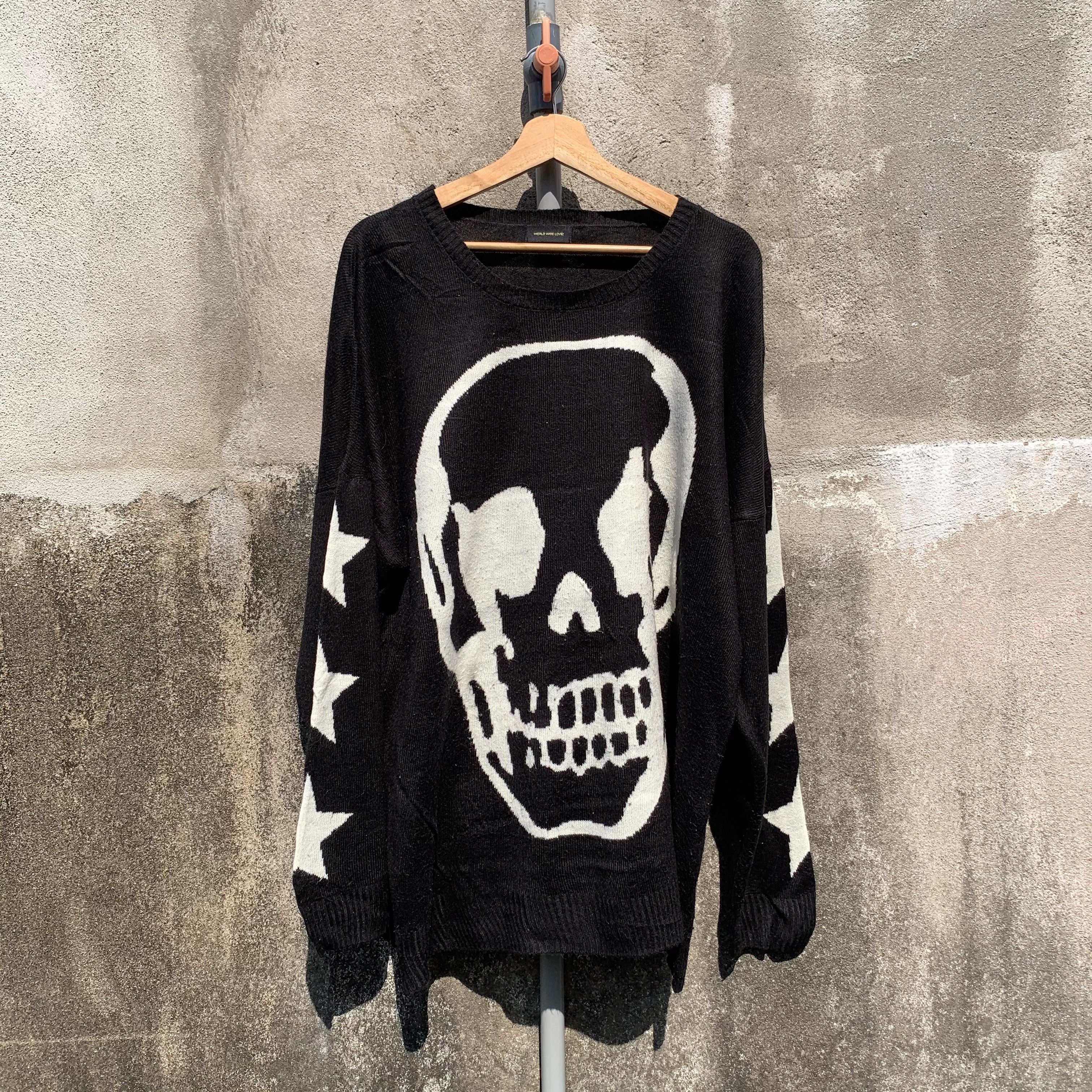 Arrival Worldwide ‼️ STEALS‼️ Japanese Knit Jumper Baggy Skulls x Star Sweater Size US XL / EU 56 / 4 - 1 Thumbnail