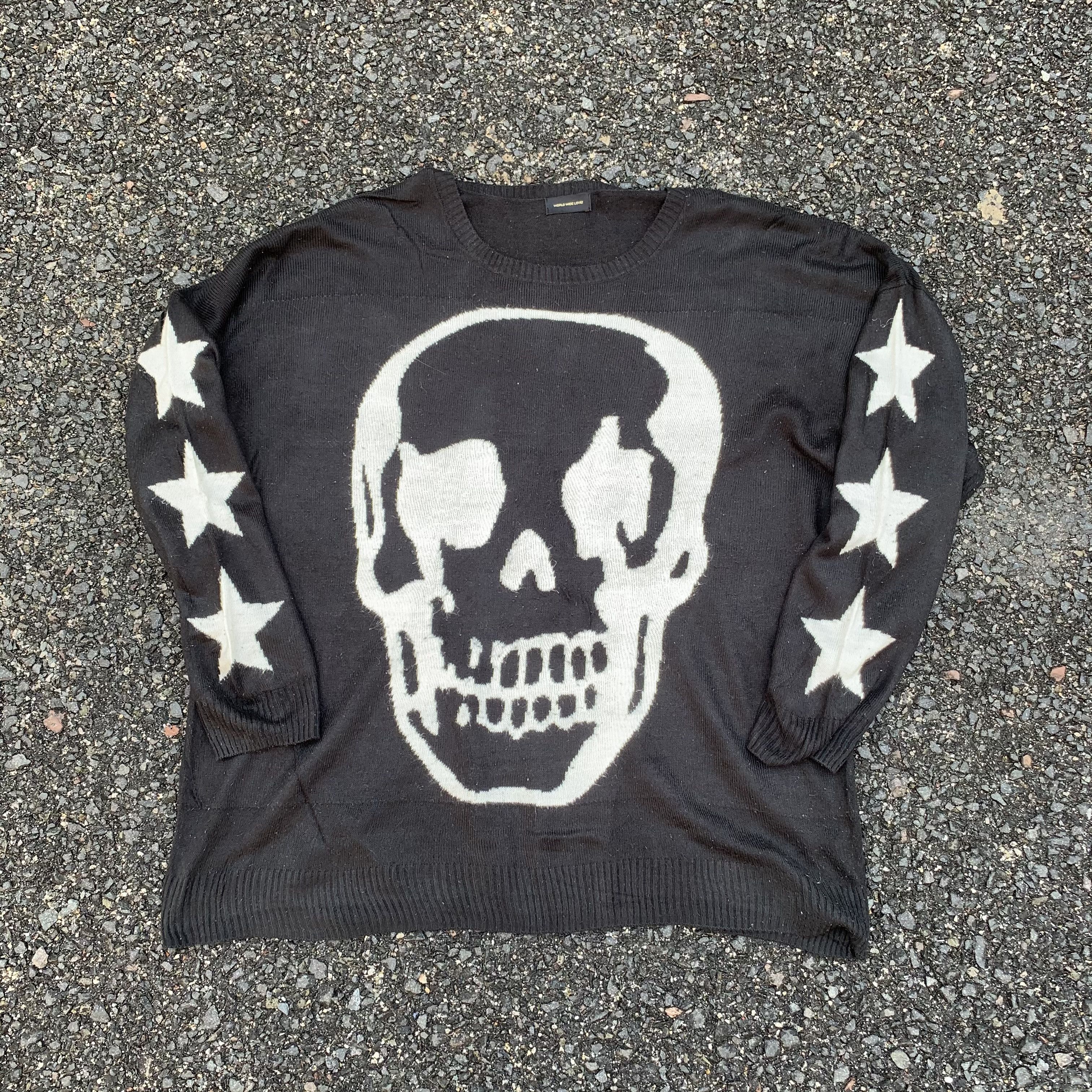 Arrival Worldwide ‼️ STEALS‼️ Japanese Knit Jumper Baggy Skulls x Star Sweater Size US XL / EU 56 / 4 - 11 Thumbnail