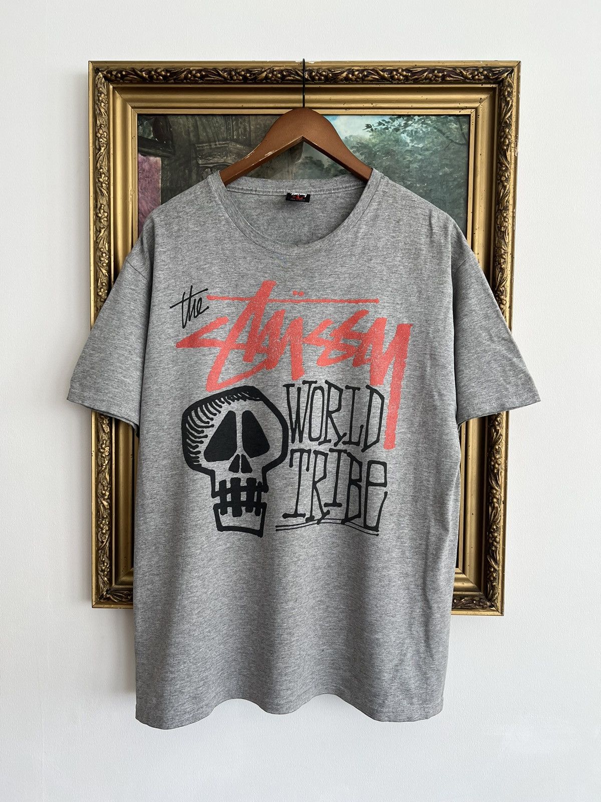 00s old stussy skull tee Vintage 2000s Stussy World Tribe Skull