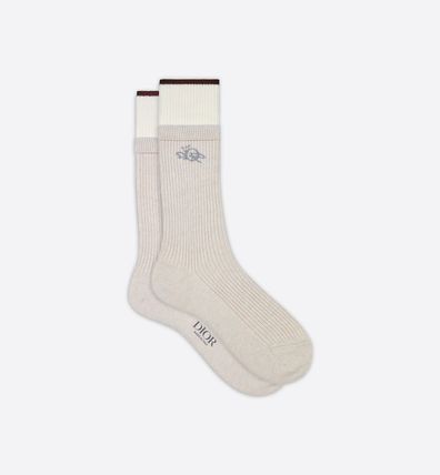 Dior o1w1db10323 / Size M / Cotton Knit Socks in Beige Size ONE SIZE - 1 Thumbnail