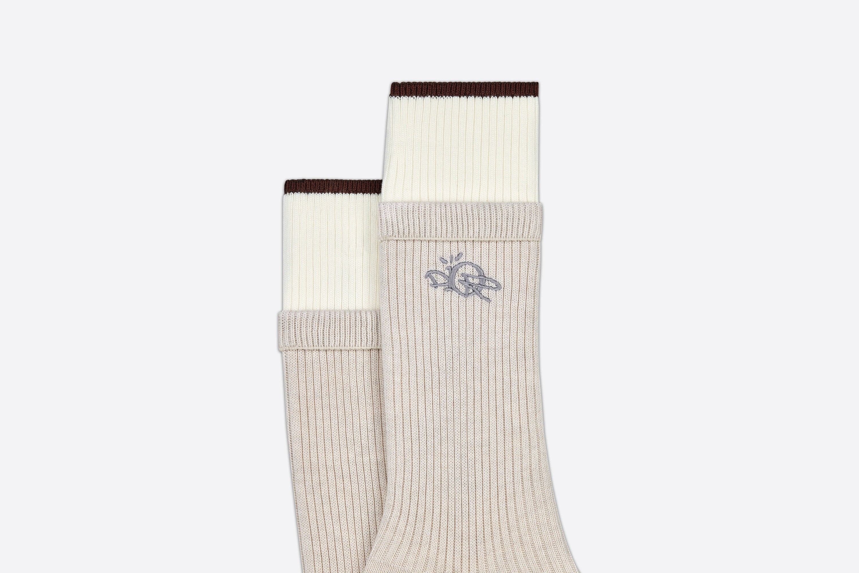 Dior o1w1db10323 / Size M / Cotton Knit Socks in Beige Size ONE SIZE - 2 Thumbnail