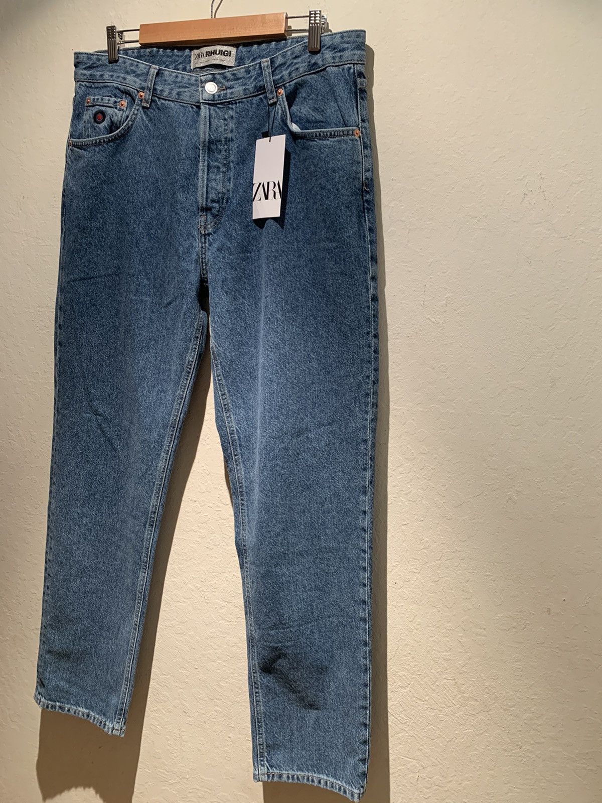 image of New Rhude X Zara Rhuigi Turkish Made Denim Jeans - 34 in Faded Indigo Blue Denim, Men's