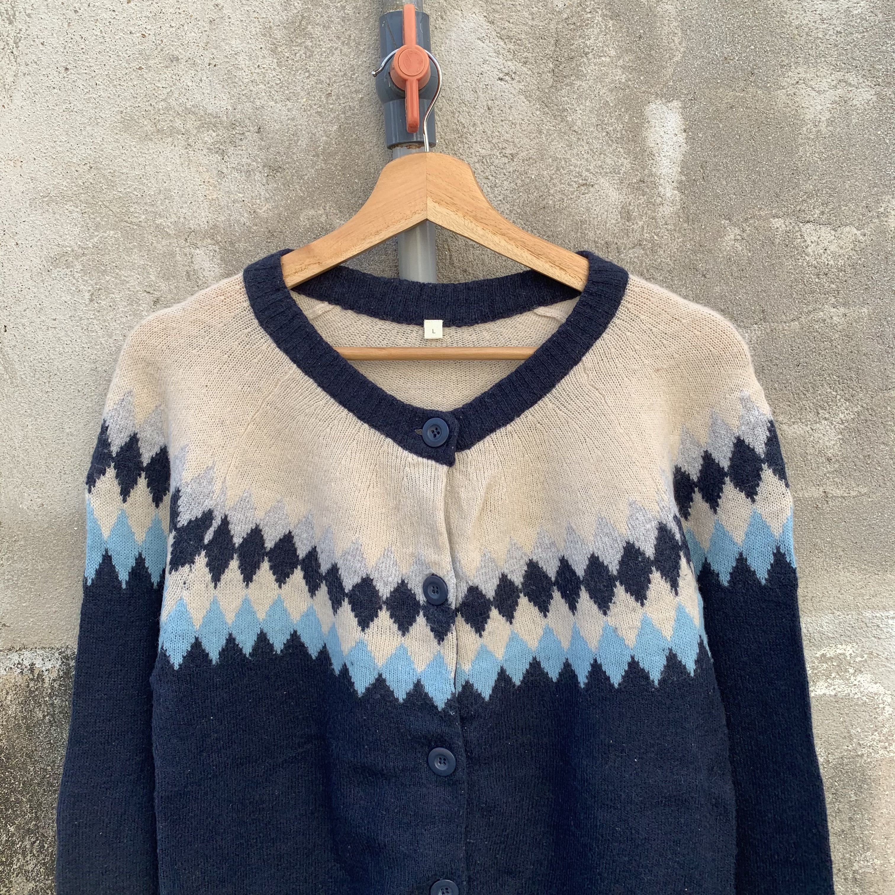 Japanese Brand Icelandic Pattern Japanese Cardigan Knit Arts Jumper Sweater Size S / US 4 / IT 40 - 2 Thumbnail