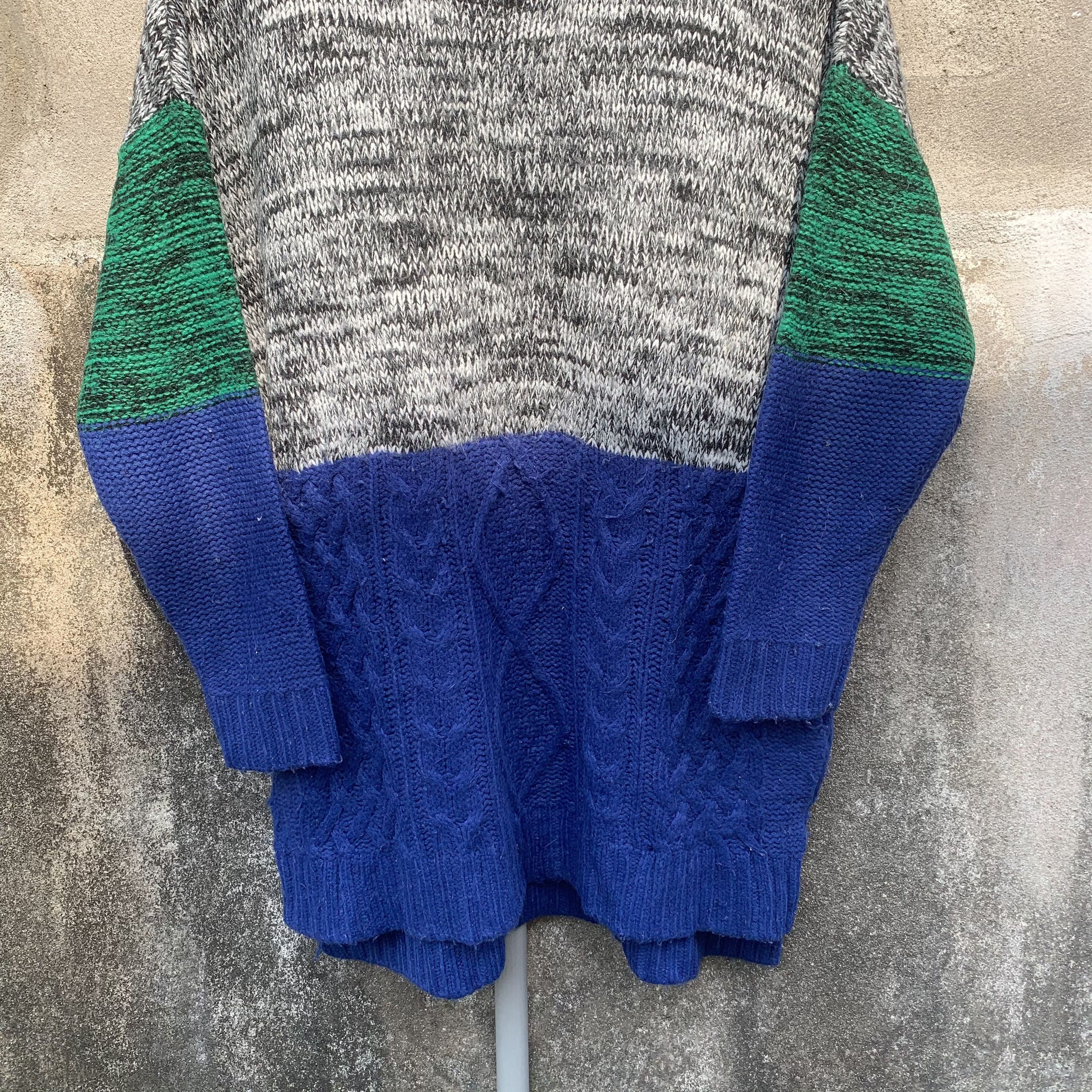Aran Isles Knitwear JAPANESE Knit Tricolor Baggy Jumper Pullover Sweater Size L / US 10 / IT 46 - 3 Thumbnail
