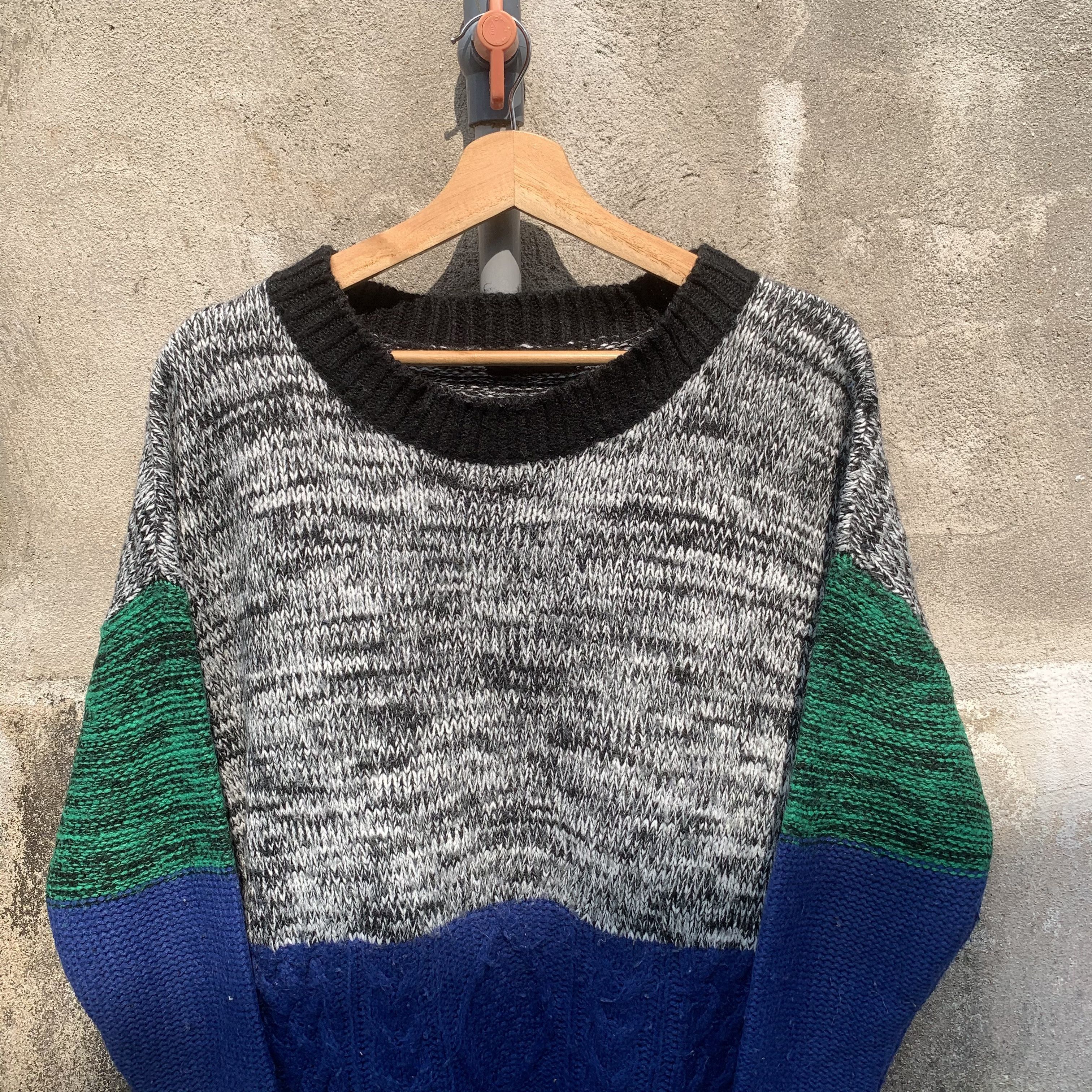 Aran Isles Knitwear JAPANESE Knit Tricolor Baggy Jumper Pullover Sweater Size L / US 10 / IT 46 - 2 Thumbnail