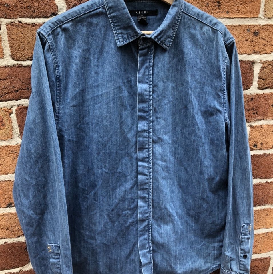 Ksubi Exit Dust Chambray Shirt Size US M / EU 48-50 / 2 - 2 Thumbnail