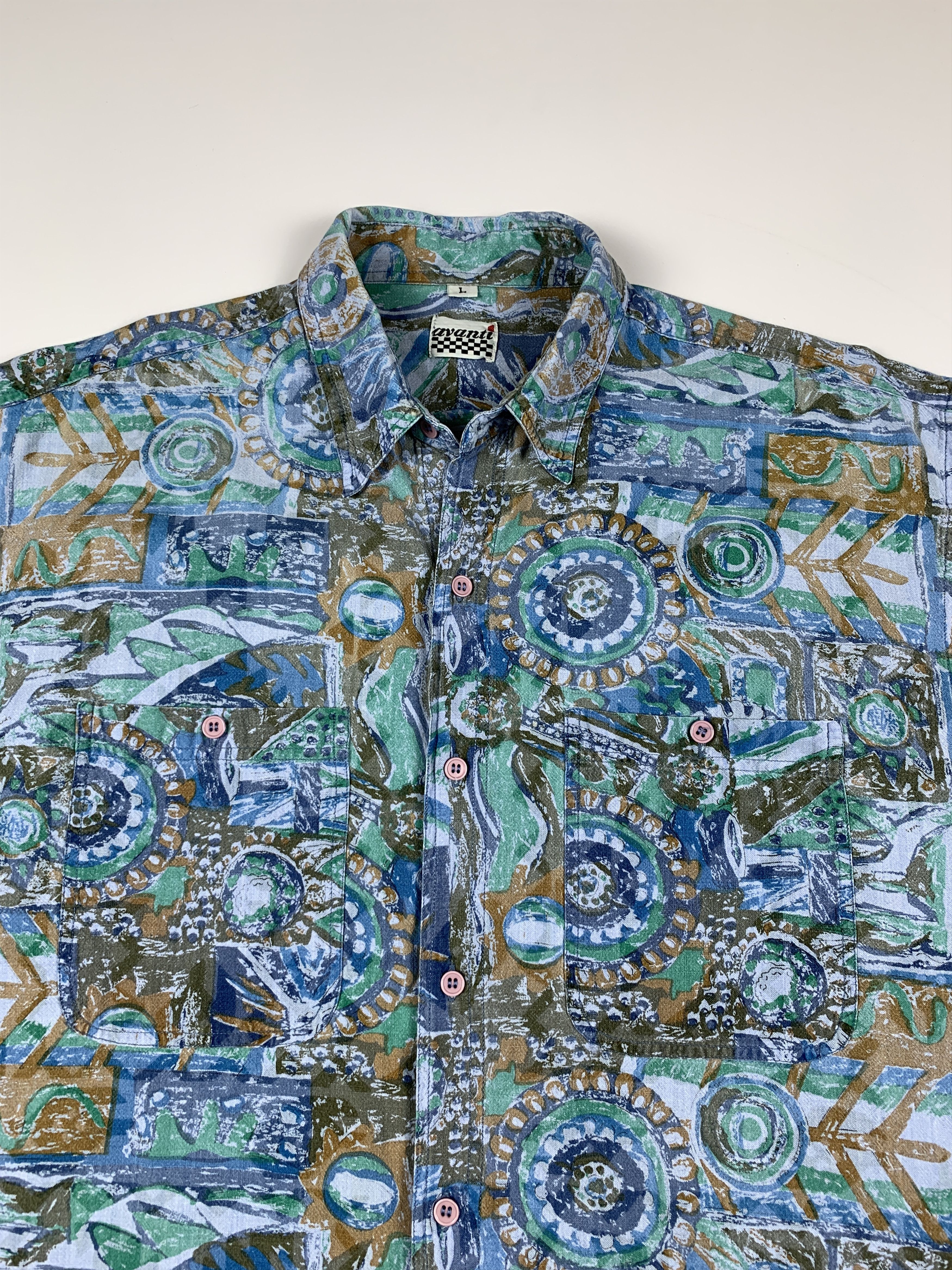 C&A 90's Avanti C & A Vintage Abstract Men's Short Sleeve Shirt Size US L / EU 52-54 / 3 - 3 Thumbnail