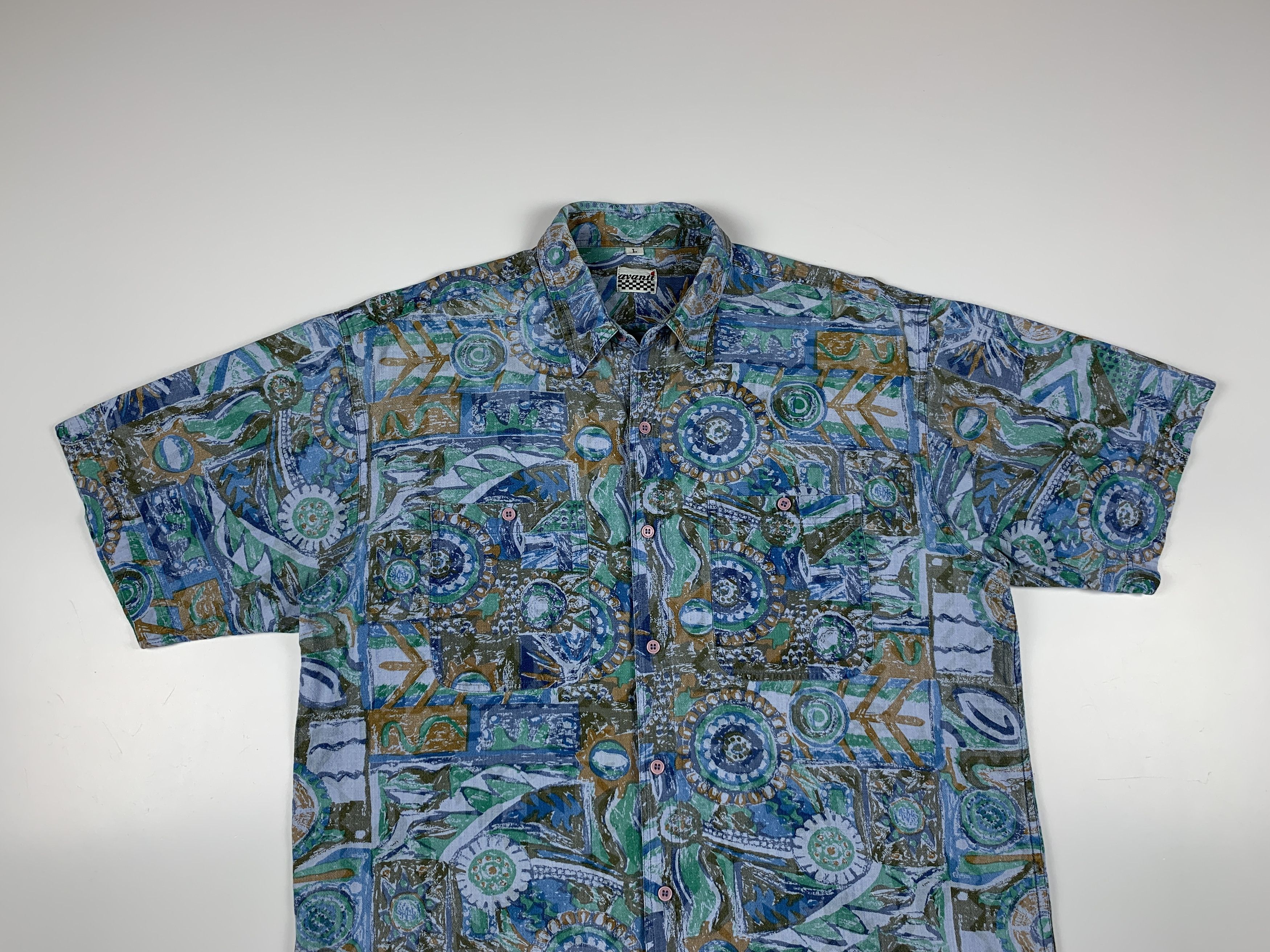 C&A 90's Avanti C & A Vintage Abstract Men's Short Sleeve Shirt Size US L / EU 52-54 / 3 - 2 Thumbnail