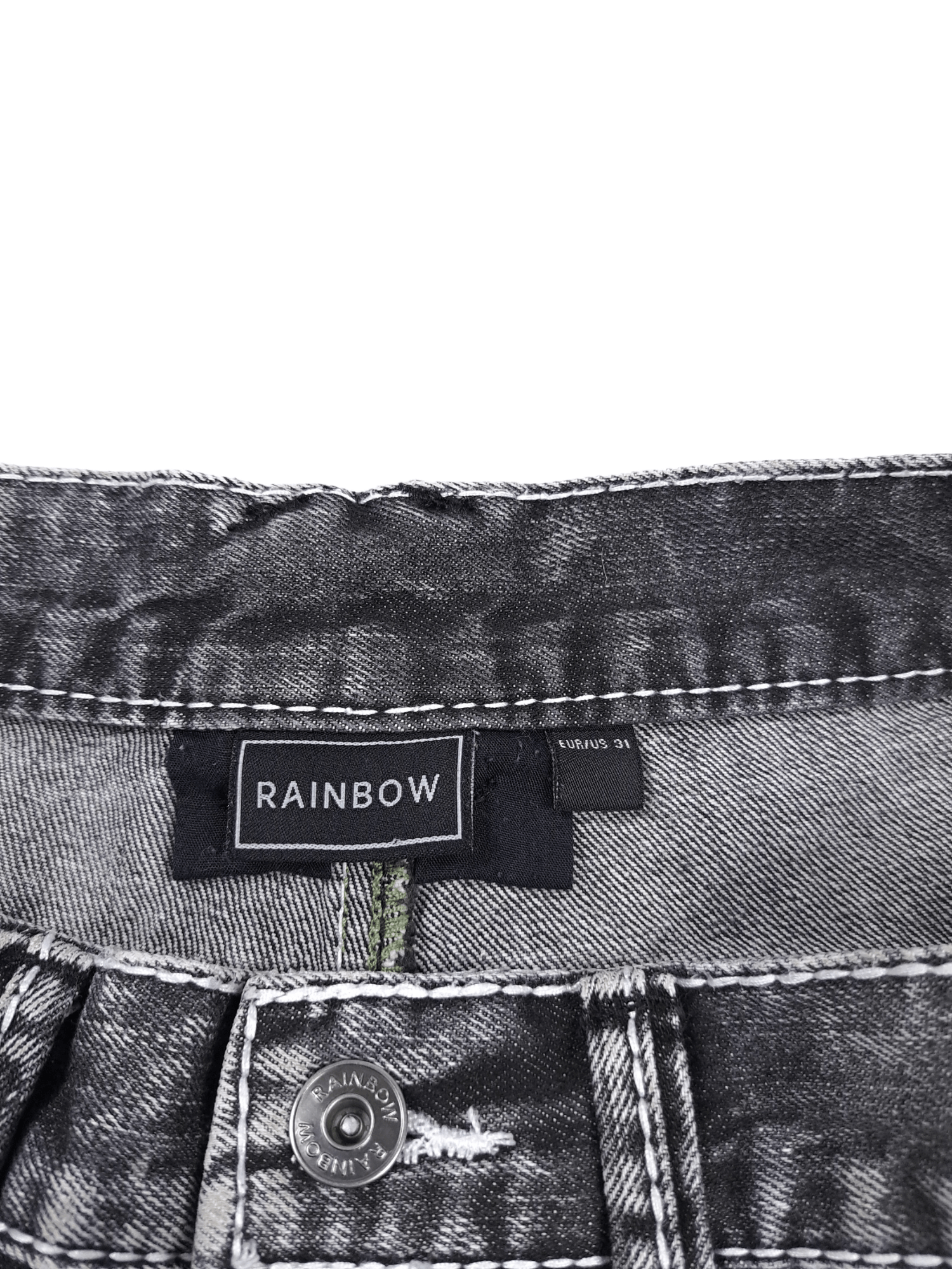 Rainbow 💎 Vintage Y2K 31/33 Core Drip Swag Chrome Gray Denim Jeans Size US 31 - 5 Thumbnail
