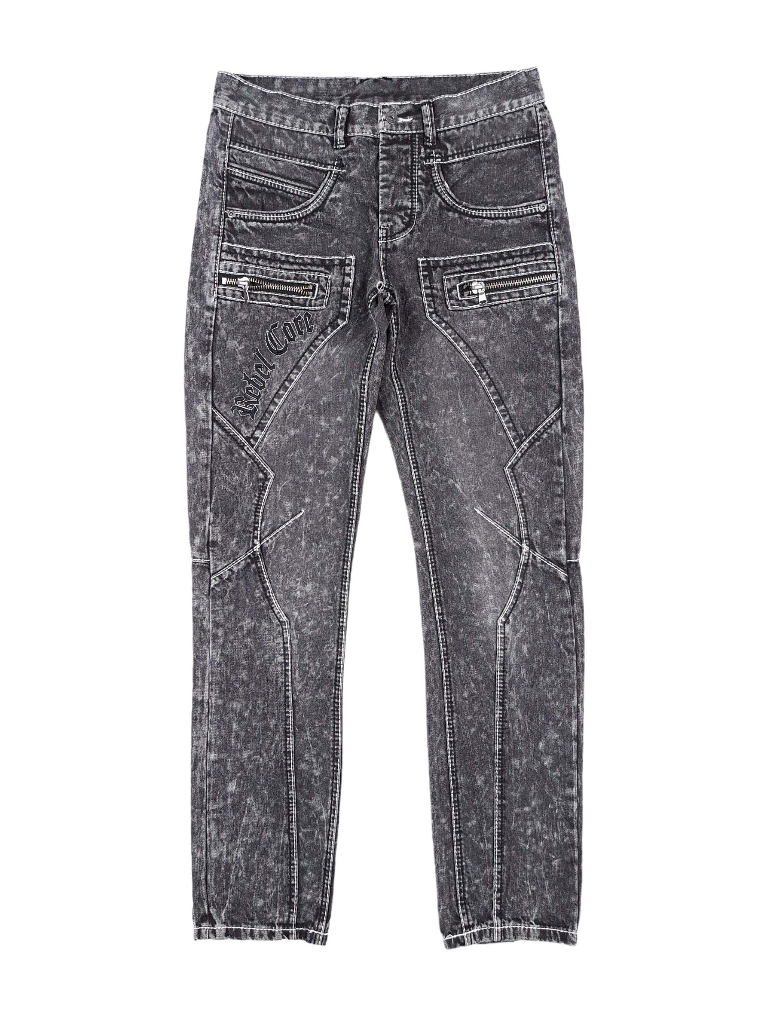Rainbow 💎 Vintage Y2K 31/33 Core Drip Swag Chrome Gray Denim Jeans Size US 31 - 1 Thumbnail
