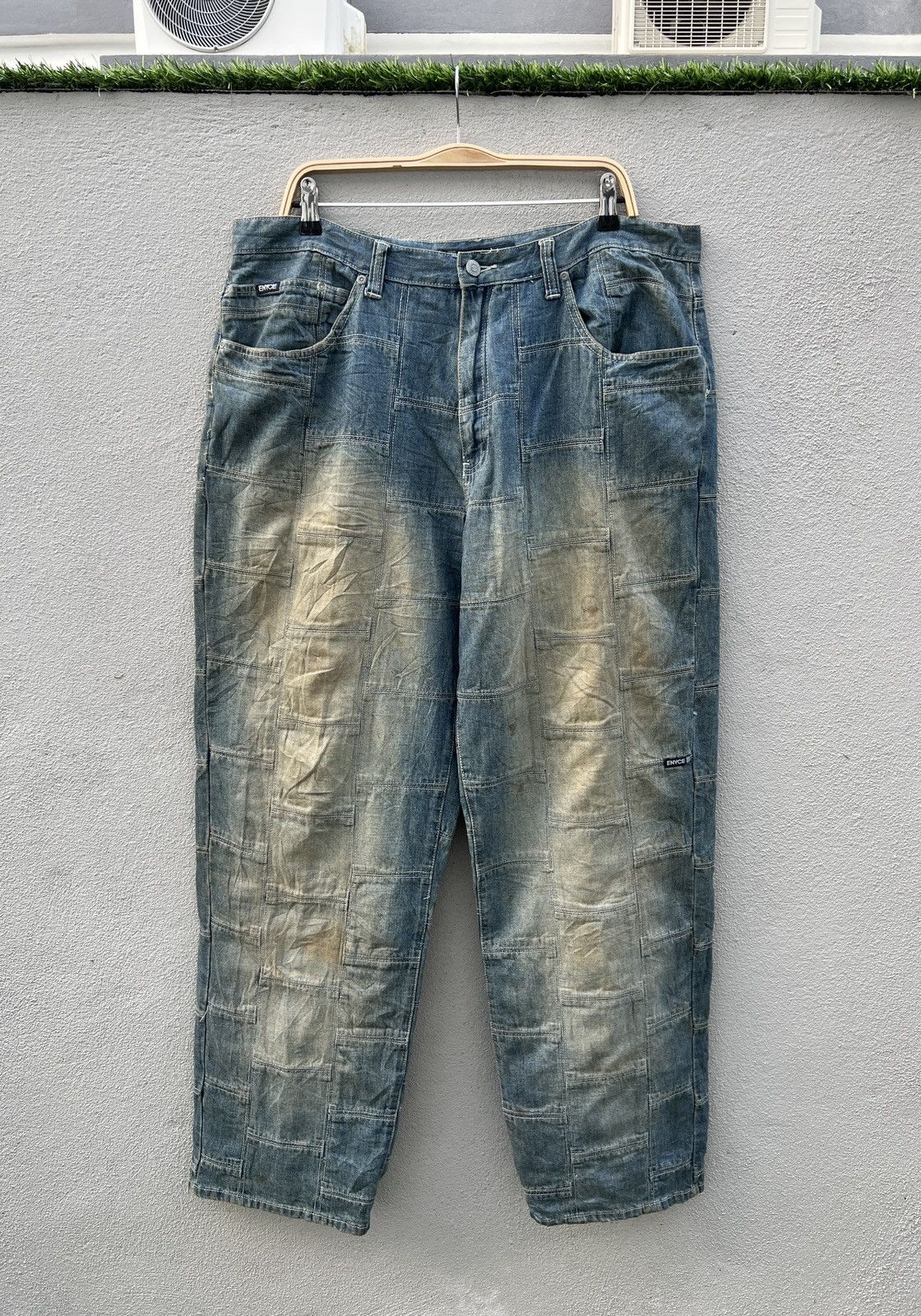 image of Distressed Denim x Enyce Vintage Enyce Patchwork Distressed Jeans Pants in Vintage Blue (Size 38)