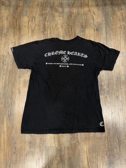 Chrome Hearts RARE Chrome Hearts Cross Script Logo Black Pocket Tee ...