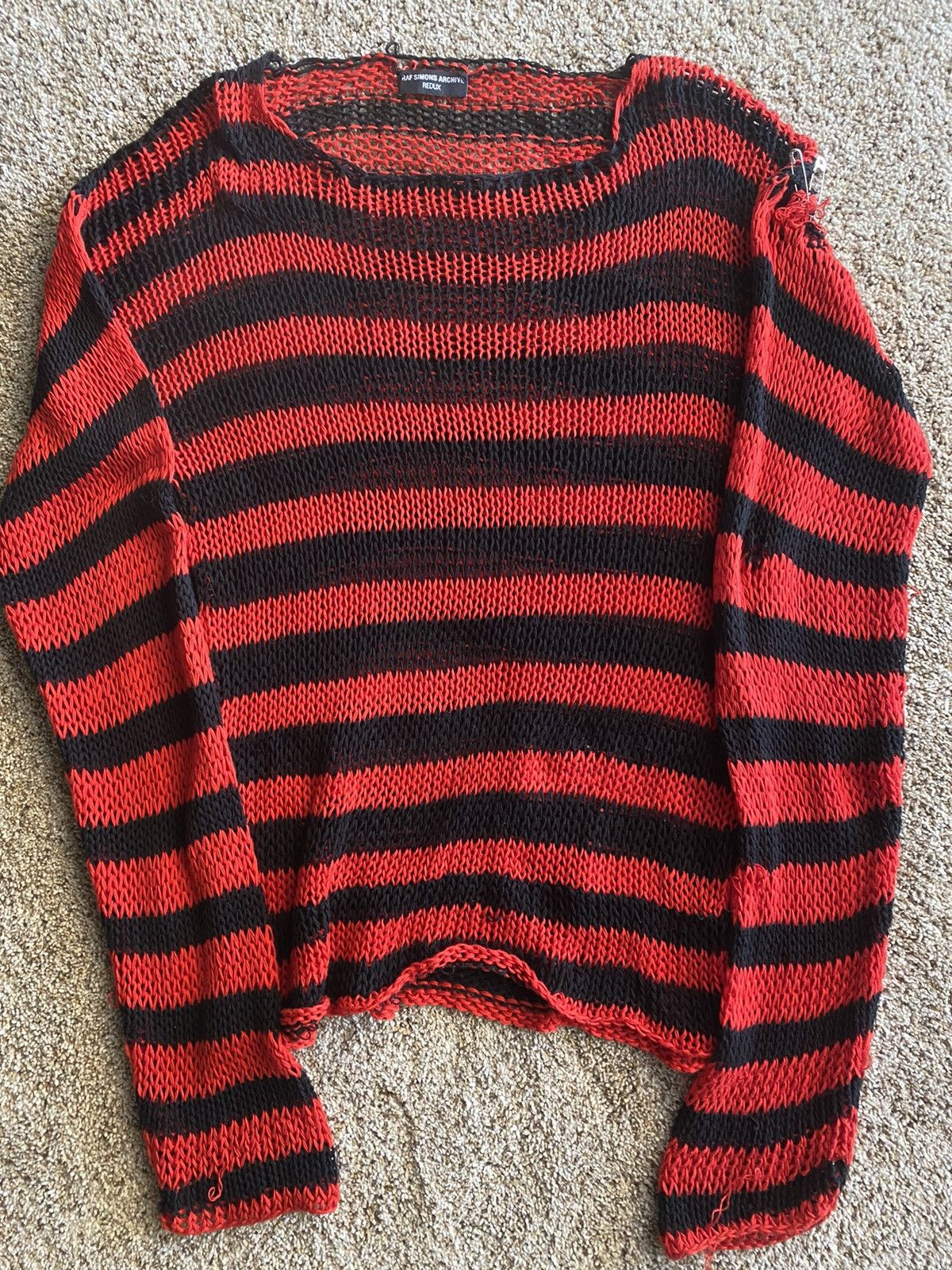 Raf Simons Raf simons Redux SS21 Striped Open Knit Cotton Sweater Size US M / EU 48-50 / 2 - 3 Thumbnail