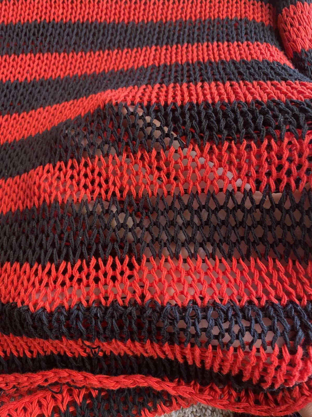 Raf Simons Raf simons Redux SS21 Striped Open Knit Cotton Sweater Size US M / EU 48-50 / 2 - 6 Thumbnail
