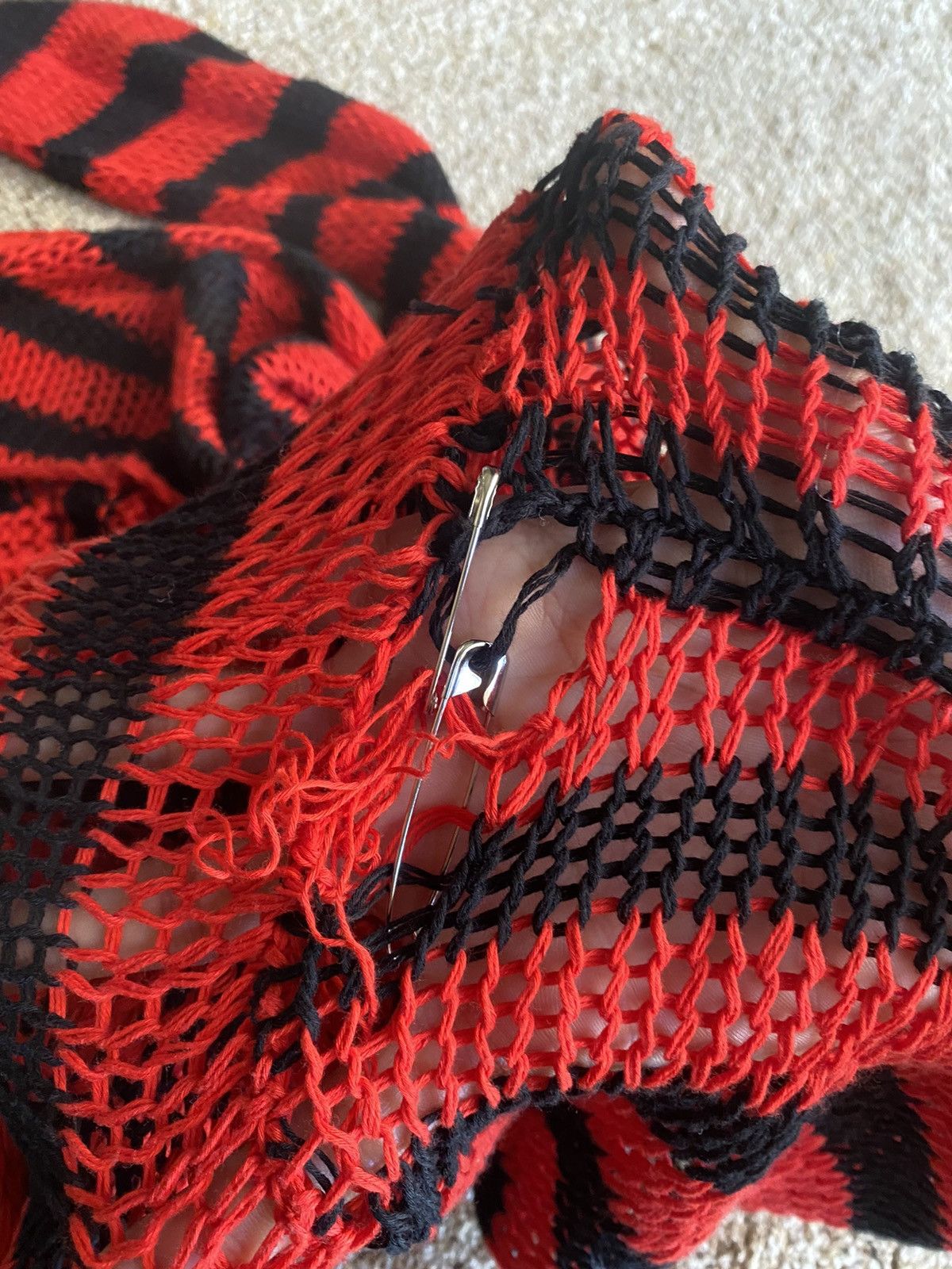 Raf Simons Raf simons Redux SS21 Striped Open Knit Cotton Sweater Size US M / EU 48-50 / 2 - 9 Thumbnail