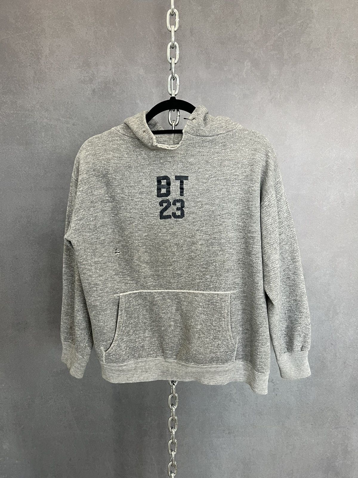 Vintage Vintage 60s / 70s heather grey “BT23” contrast stitch hoodie Size ONE SIZE - 1 Thumbnail