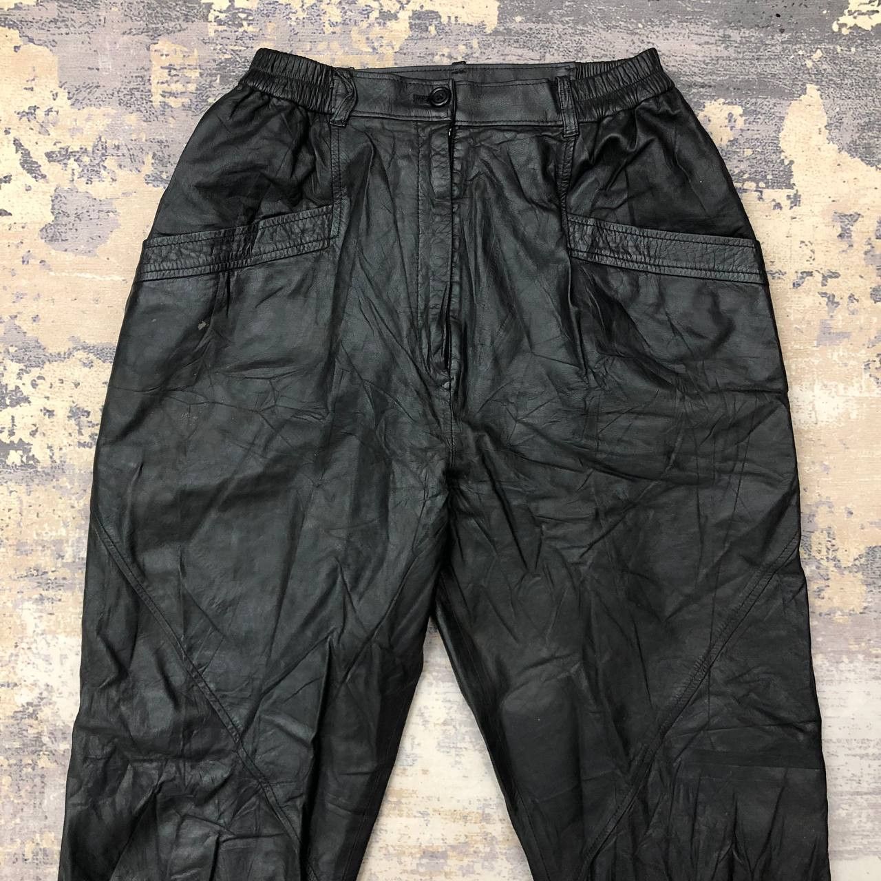 Japanese Brand P305 LEATHER HIGH WAIST PANTS Size 24" / US 00 / IT 34 - 3 Thumbnail