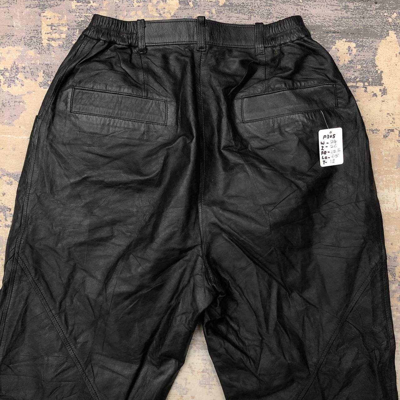 Japanese Brand P305 LEATHER HIGH WAIST PANTS Size 24" / US 00 / IT 34 - 4 Thumbnail