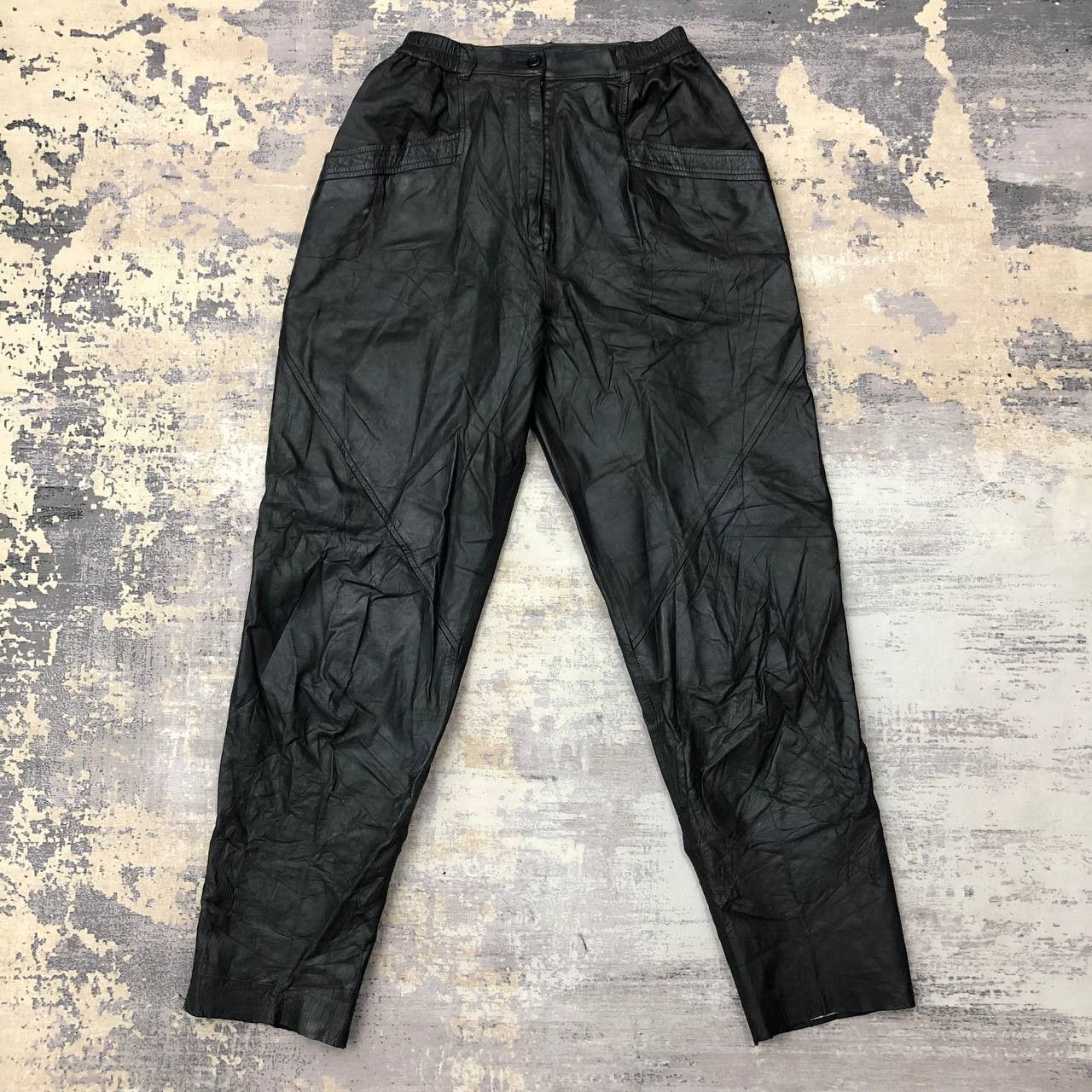 Japanese Brand P305 LEATHER HIGH WAIST PANTS Size 24" / US 00 / IT 34 - 1 Thumbnail