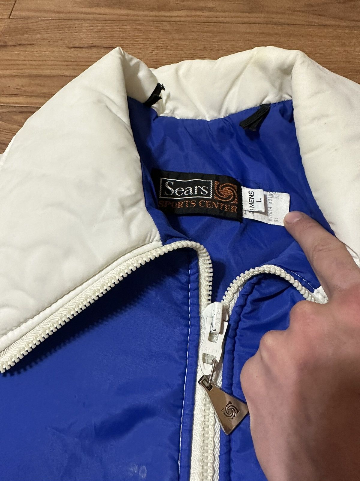 Vintage 1970s USA Made Sears Sportscenter Blue/White Zip up Jacket L Size US L / EU 52-54 / 3 - 3 Thumbnail