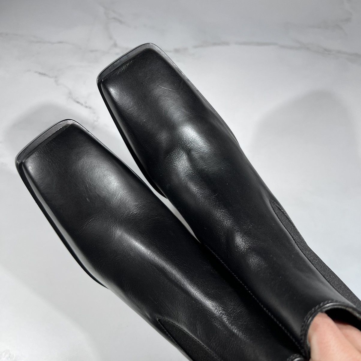 Rick Owens Rick Owens Elastic Sliver Toe Black Leather Wedges Boots Size US 6 / IT 36 - 11 Thumbnail
