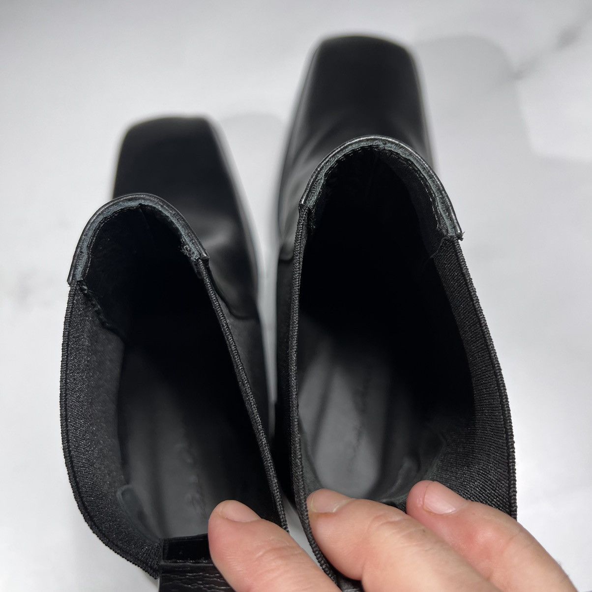 Rick Owens Rick Owens Elastic Sliver Toe Black Leather Wedges Boots Size US 6 / IT 36 - 8 Thumbnail