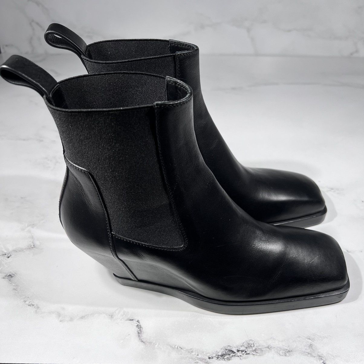 Rick Owens Rick Owens Elastic Sliver Toe Black Leather Wedges Boots Size US 6 / IT 36 - 3 Thumbnail
