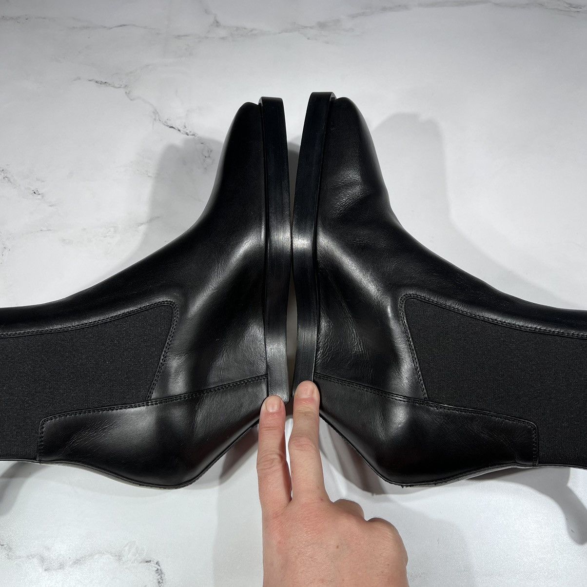 Rick Owens Rick Owens Elastic Sliver Toe Black Leather Wedges Boots Size US 6 / IT 36 - 9 Thumbnail