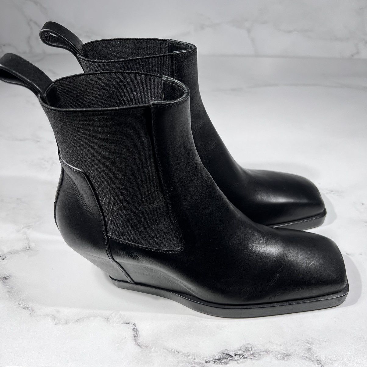 Rick Owens Rick Owens Elastic Sliver Toe Black Leather Wedges Boots Size US 6 / IT 36 - 4 Thumbnail