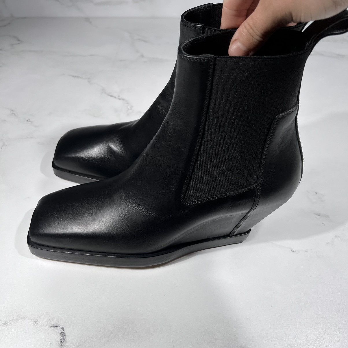 Rick Owens Rick Owens Elastic Sliver Toe Black Leather Wedges Boots Size US 6 / IT 36 - 6 Thumbnail