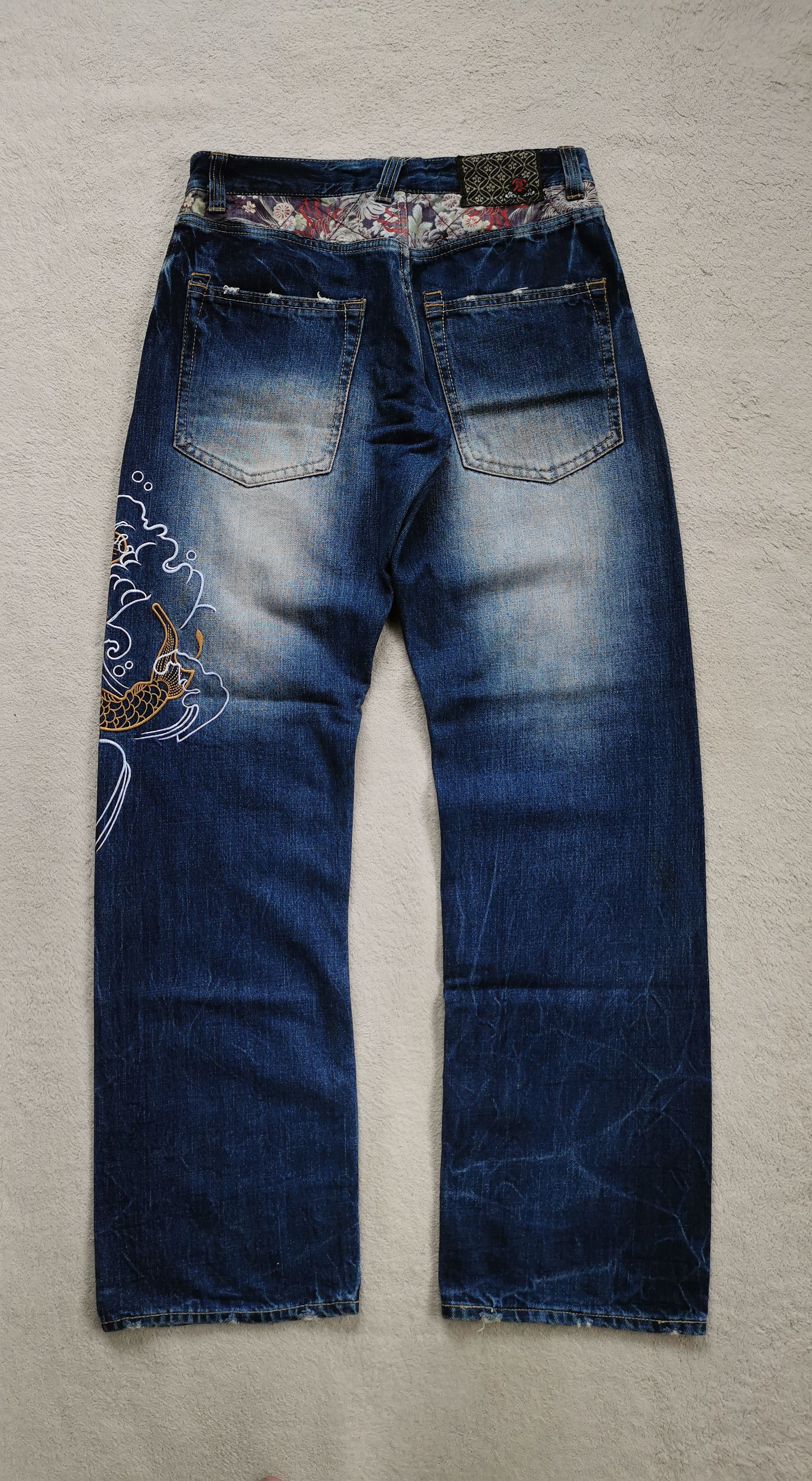 Eternal Eternal Koi Fish Embroidery Denim Japan Jeans Size US 31 - 6 Thumbnail