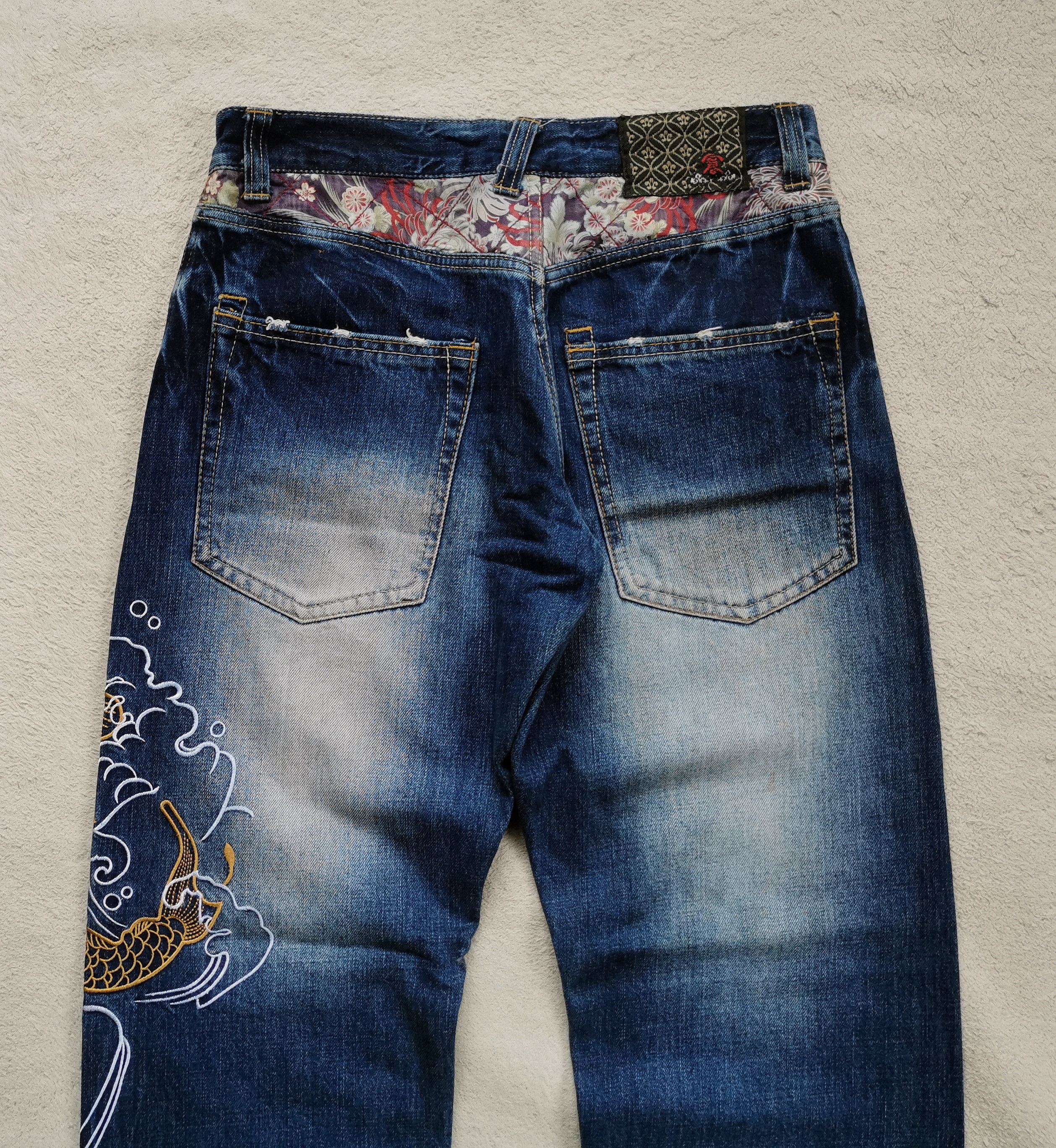 Eternal Eternal Koi Fish Embroidery Denim Japan Jeans Size US 31 - 5 Thumbnail