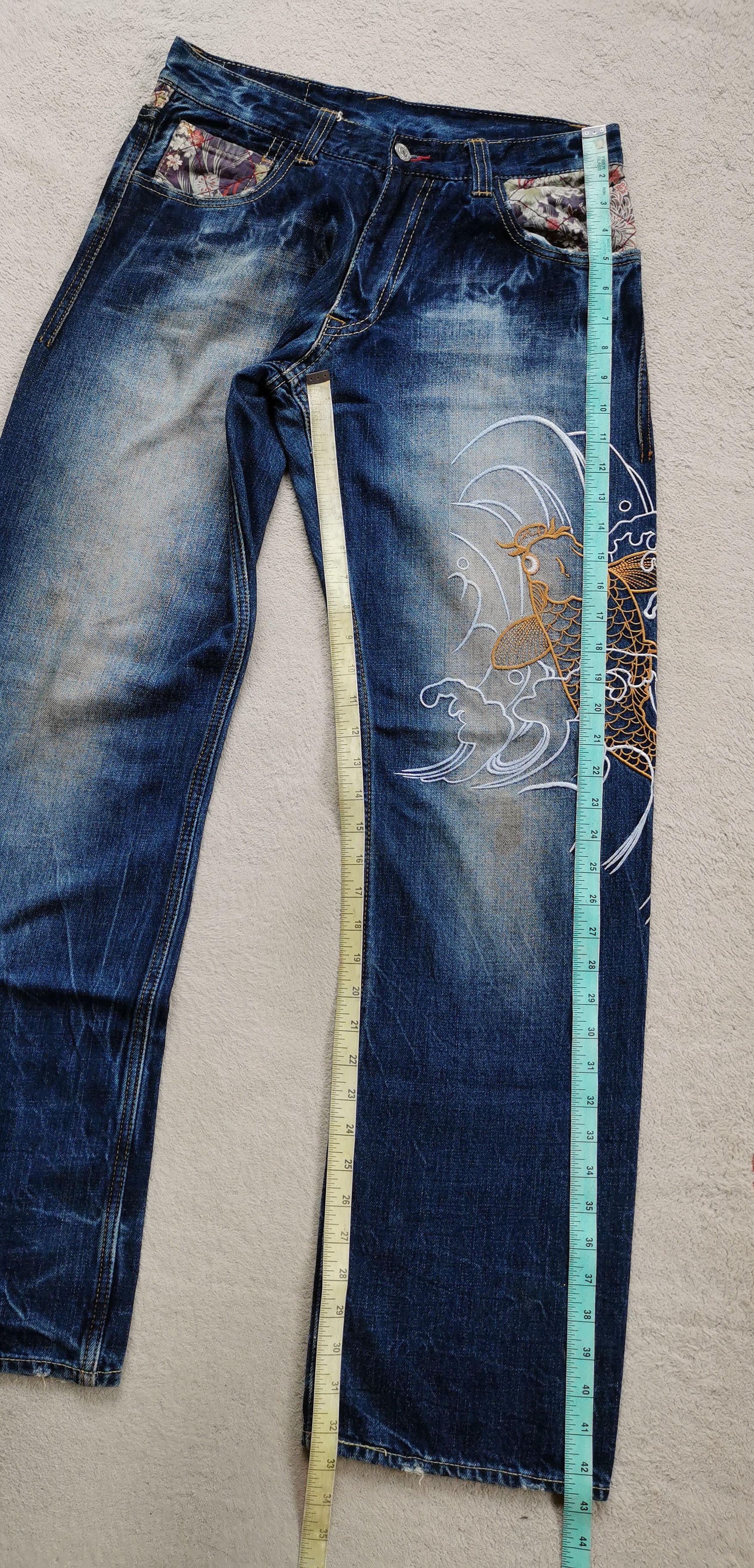 Eternal Eternal Koi Fish Embroidery Denim Japan Jeans Size US 31 - 10 Thumbnail