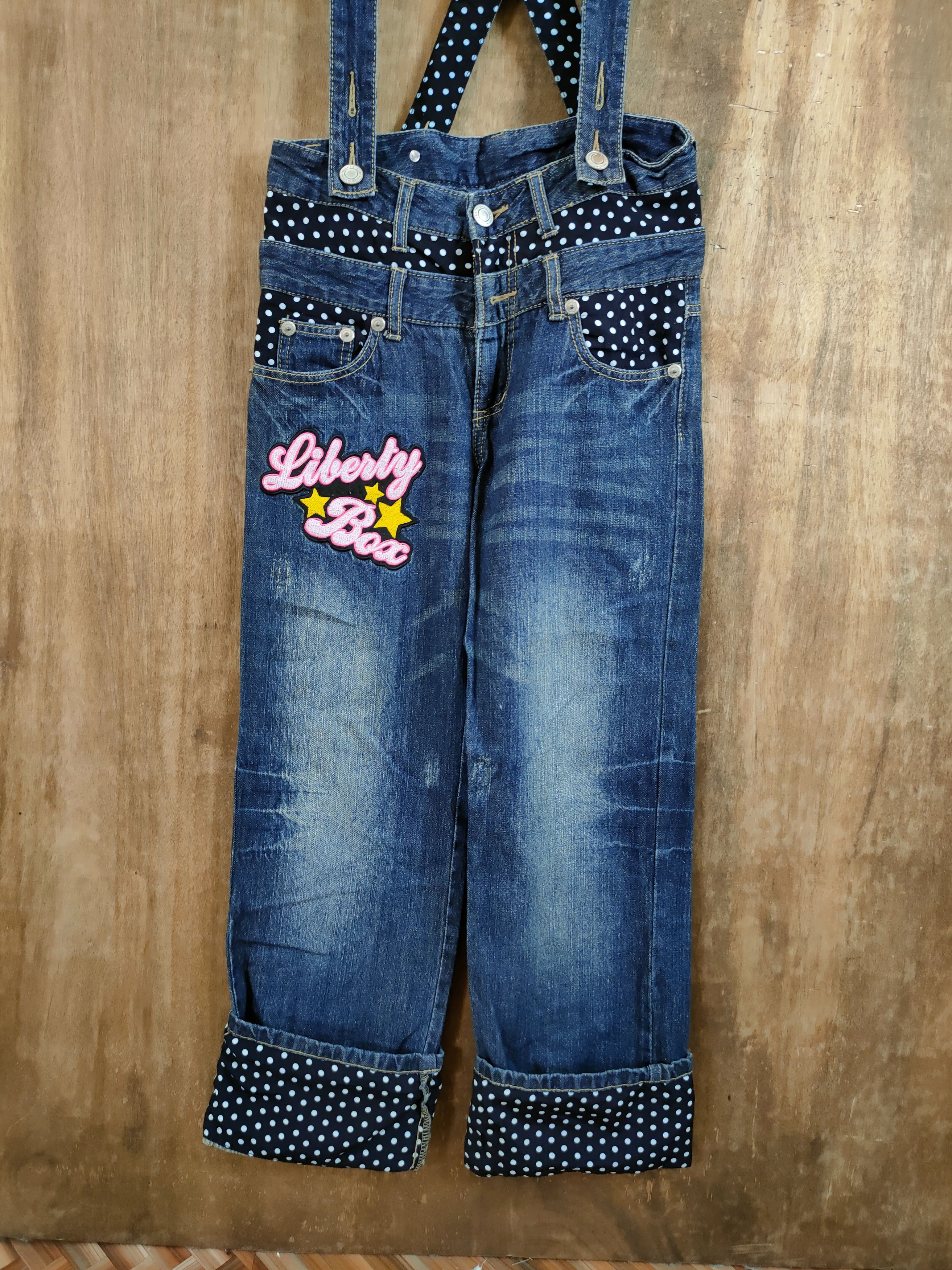Japanese Brand DLL Liberty Box denim overall double waist pants #1090 Size 28" / US 6 / IT 42 - 2 Thumbnail