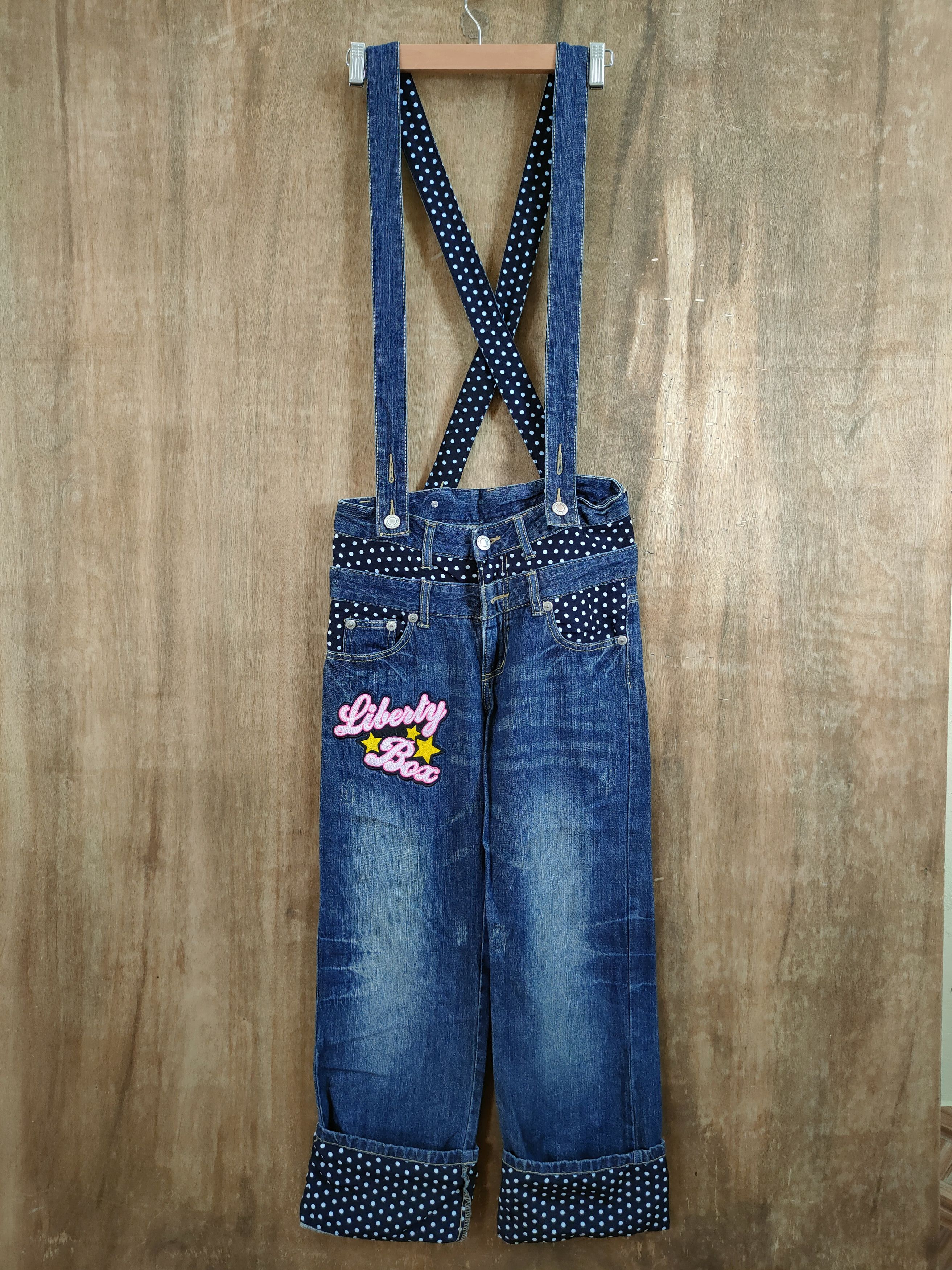 Japanese Brand DLL Liberty Box denim overall double waist pants #1090 Size 28" / US 6 / IT 42 - 1 Thumbnail